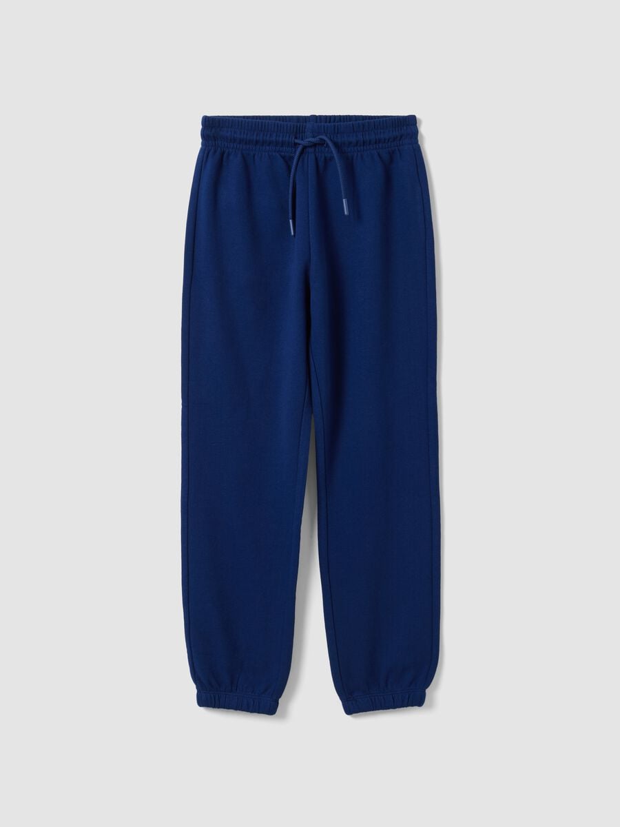 Blue regular-fit joggers in pure organic cotton for boys_0