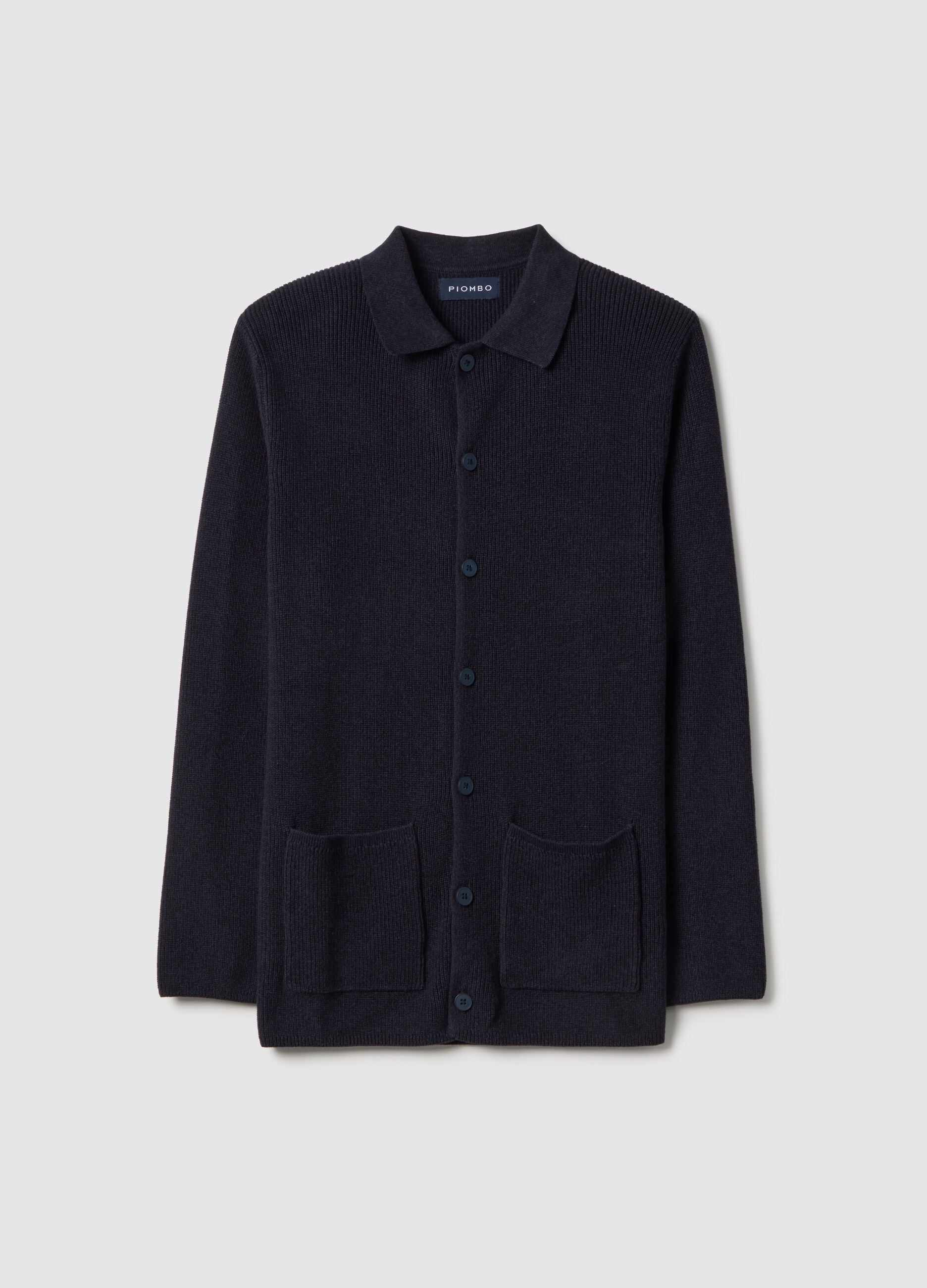 Pure Cotton Blue Regular Fit Cardigan