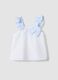 White pure cotton tank top with broderie anglaise and bow_0