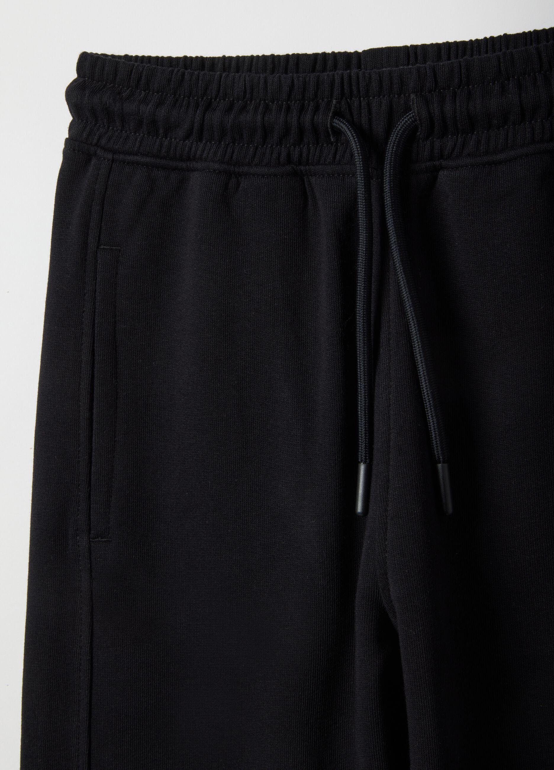 Children's black pure cotton jogger trousers regular fit with patch