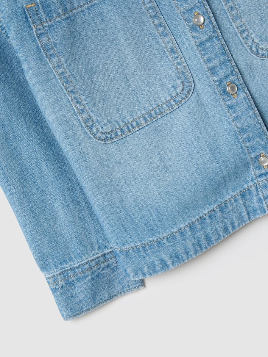 Girls' Blue Pure Cotton Shirt Regular Fit_3
