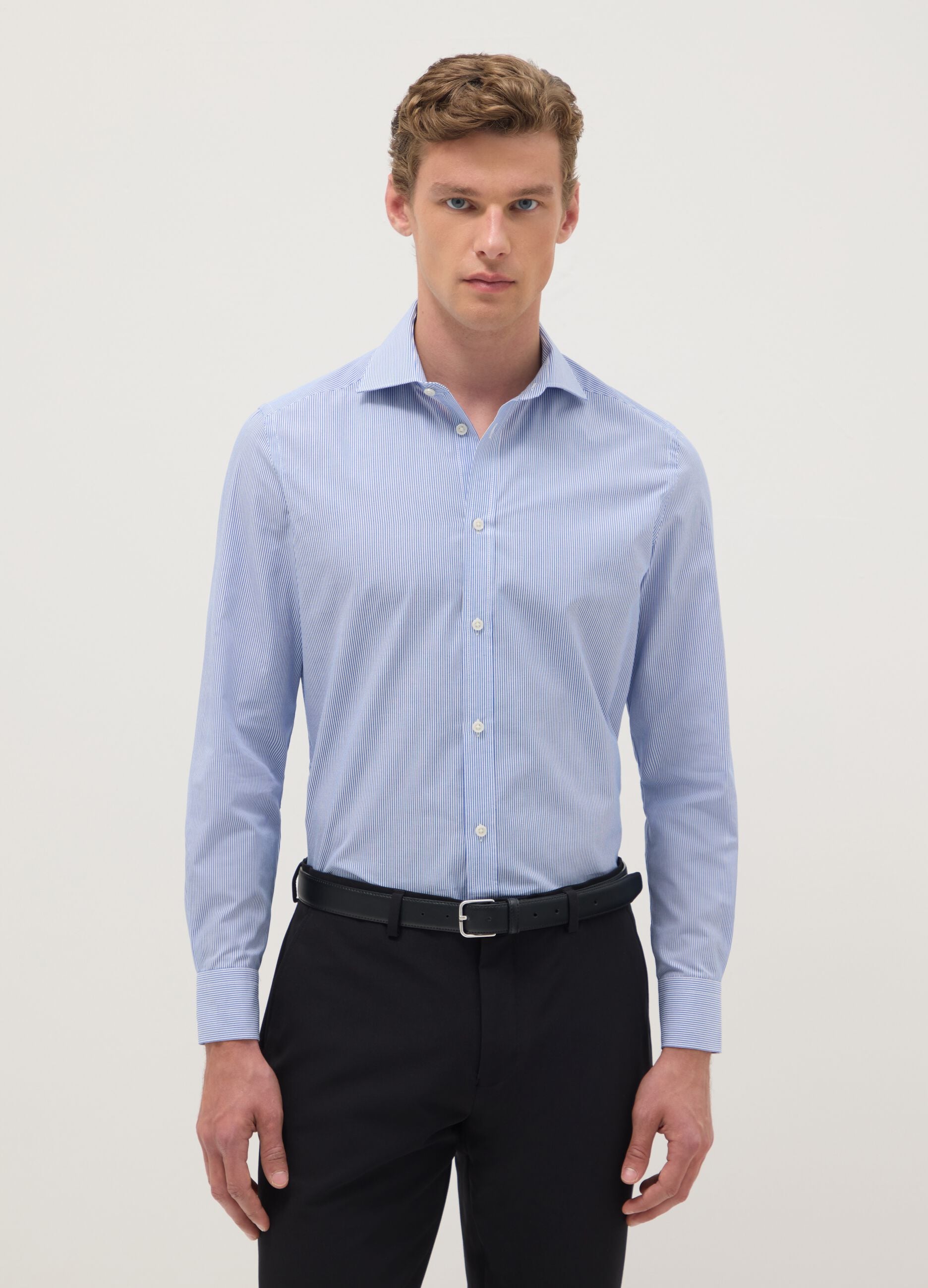 Multicolour striped slim fit cotton blend easy iron shirt