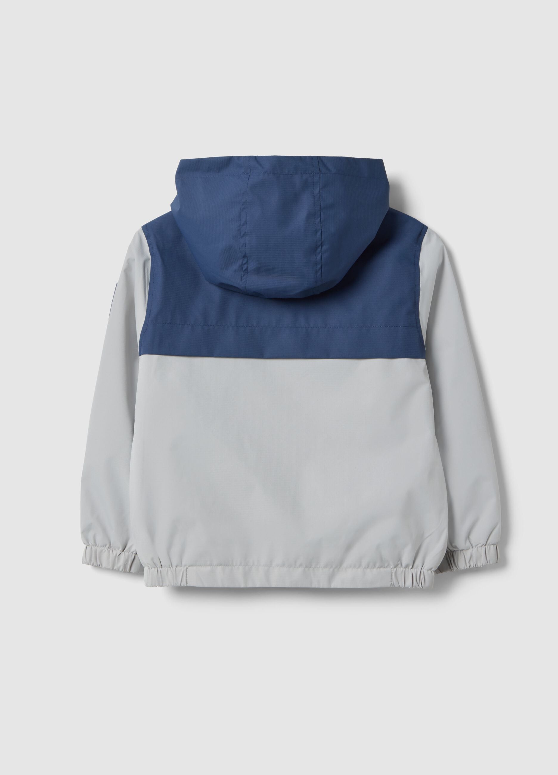 Multicoloured waterproof jacket with hood and zip for children