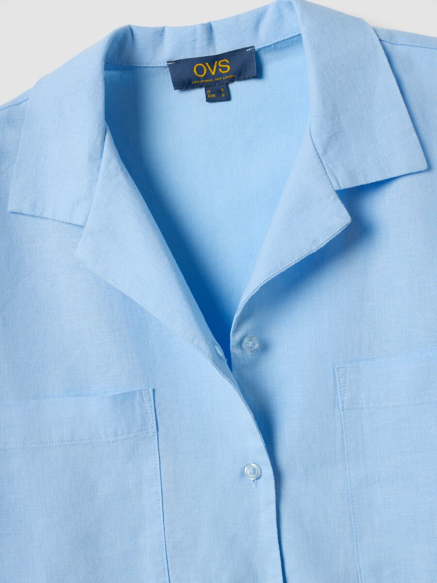 Light blue linen and viscose blend shirt, regular fit_5
