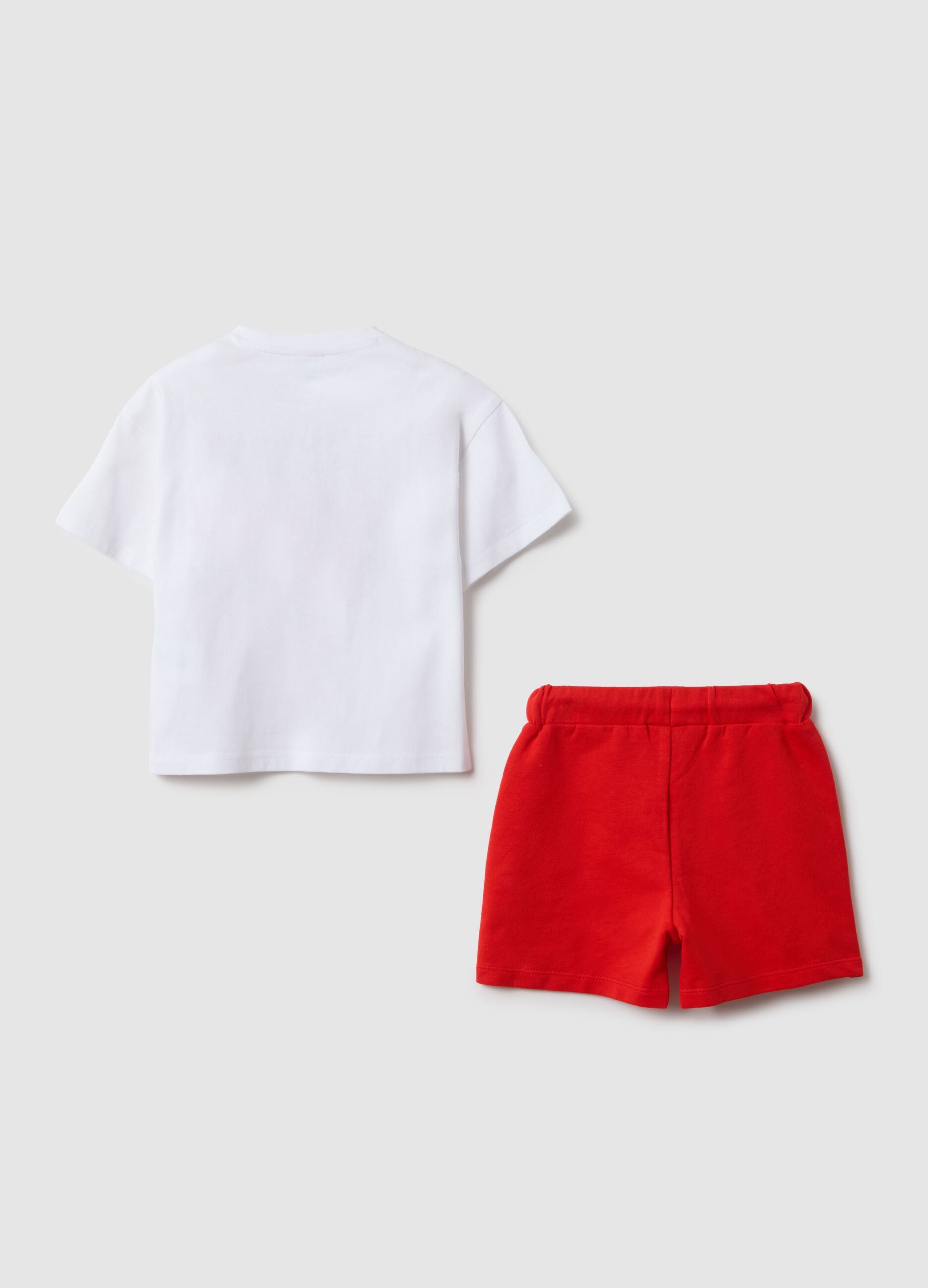 Set maglietta pantaloncino in puro cotone multicolor da bimbo regular fit