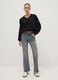 Black oversized cotton blend sweatshirt with V-neck_1