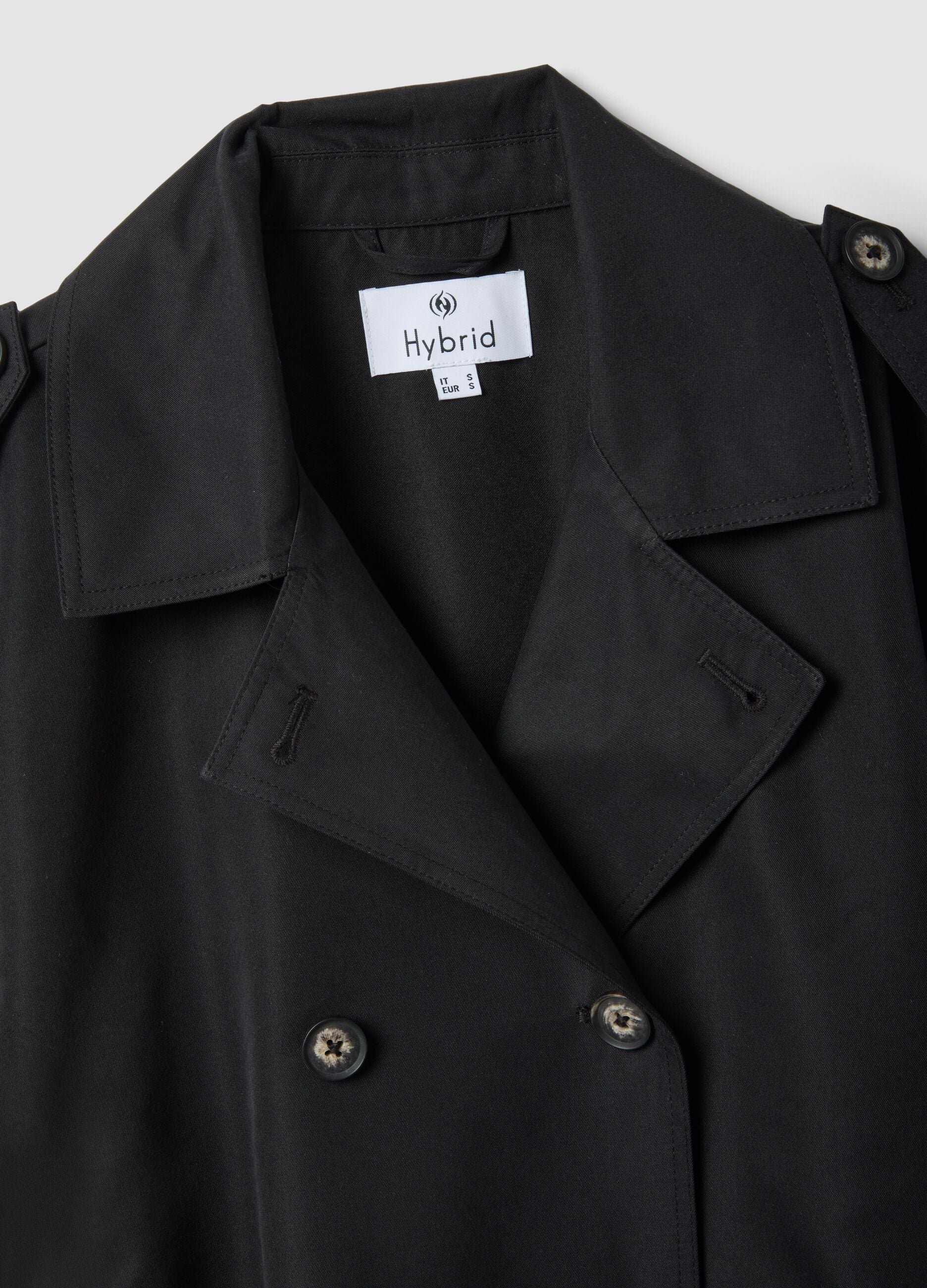 Black double-breasted lightweight jacket regular fit with belt