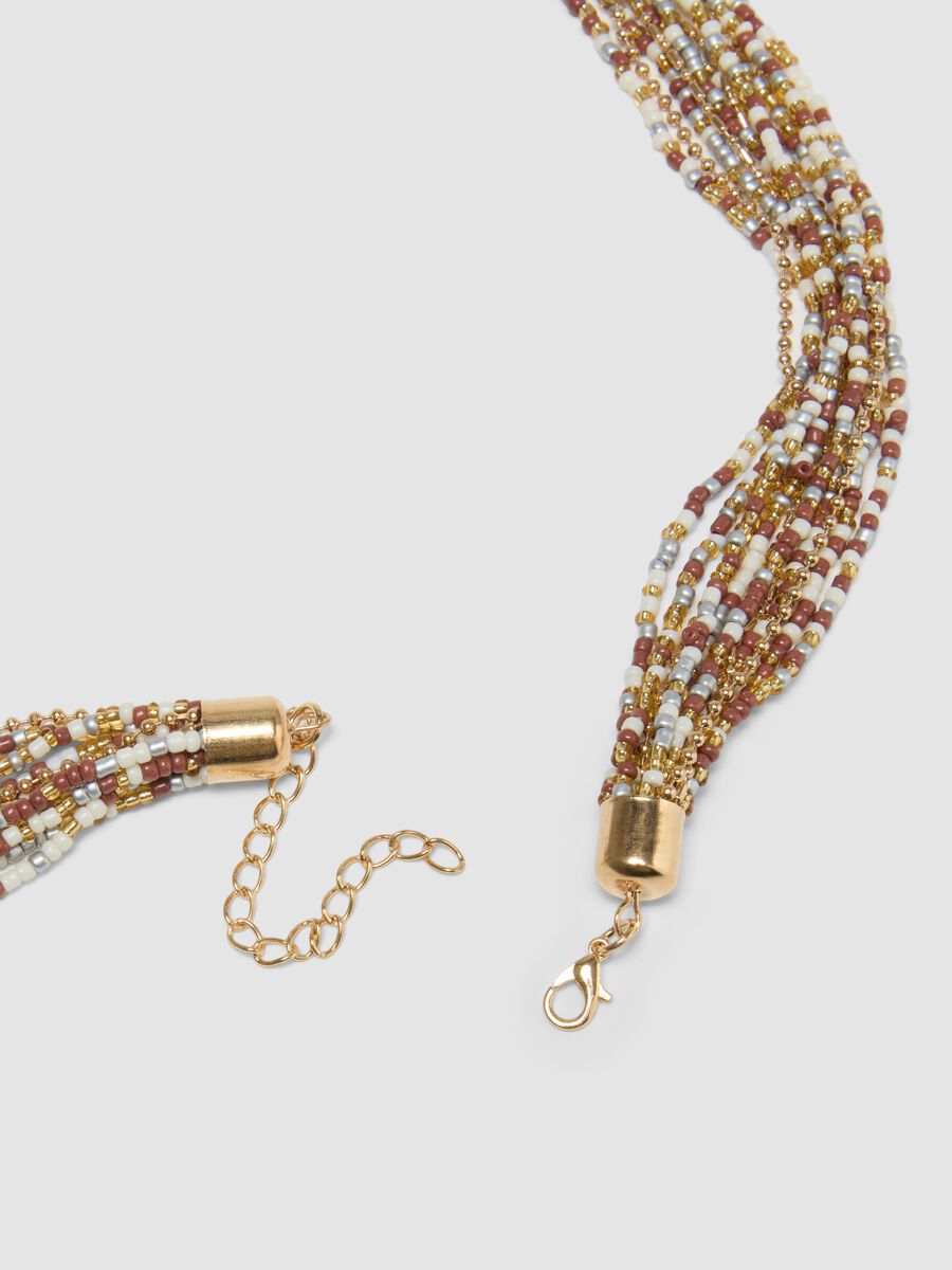 Multi-strand necklace with intertwined colourful beads_2