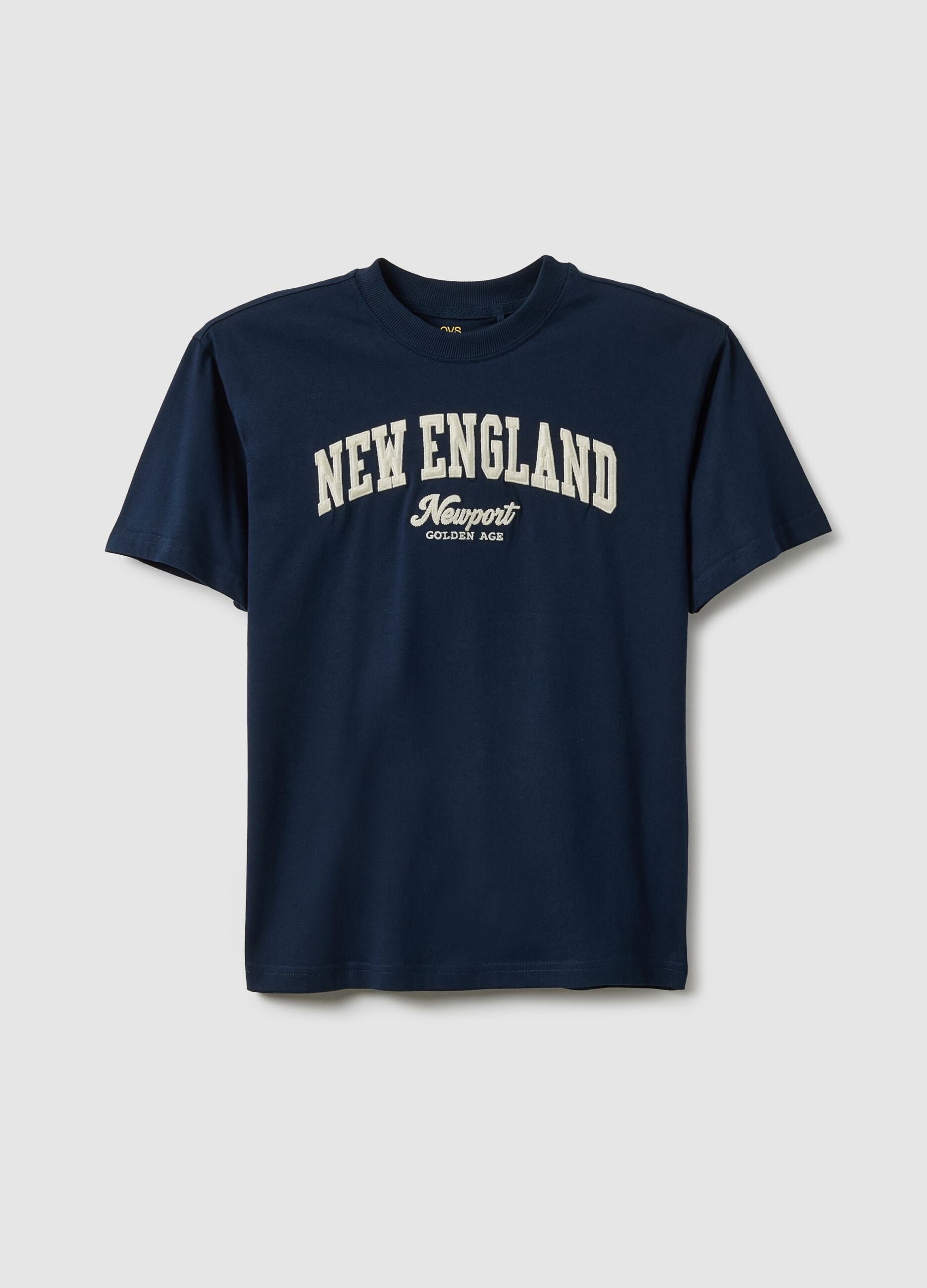 Boys' blue pure cotton T-shirt relaxed fit with print