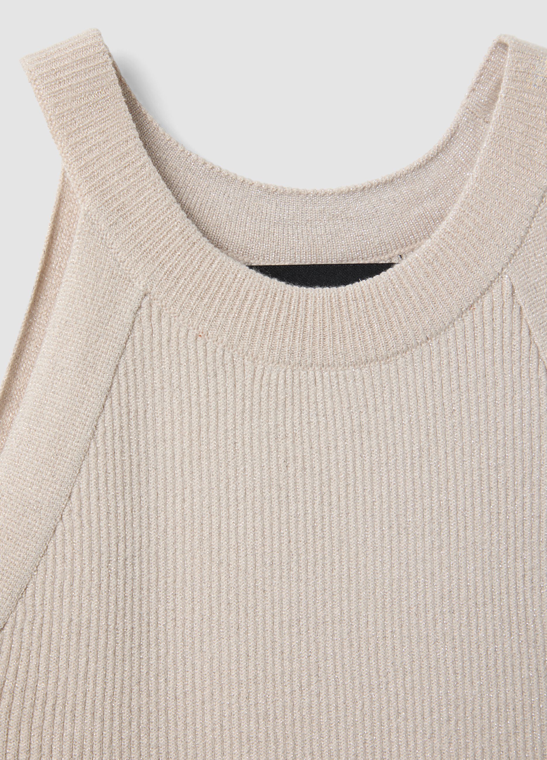 Fitted tank top in beige viscose blend