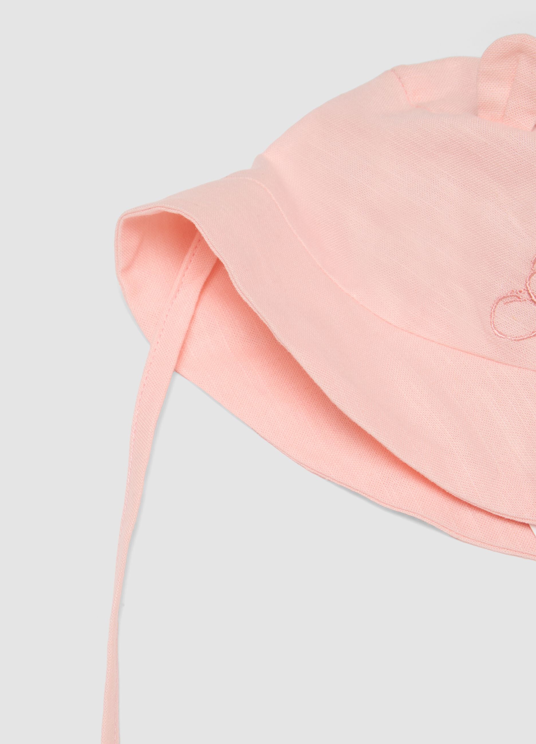 Pink organic cotton embroidered hat