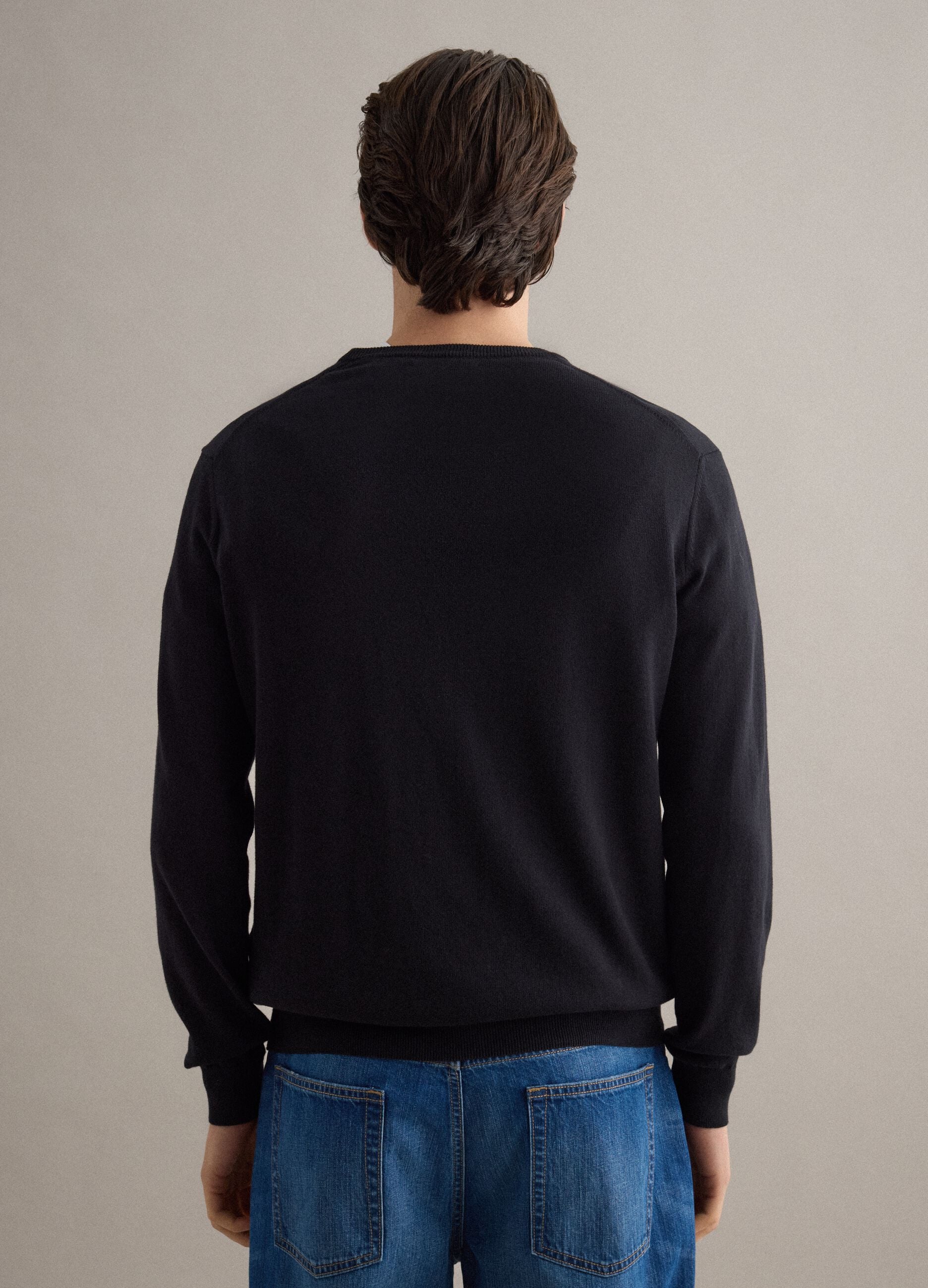 Black sweater in pure cotton