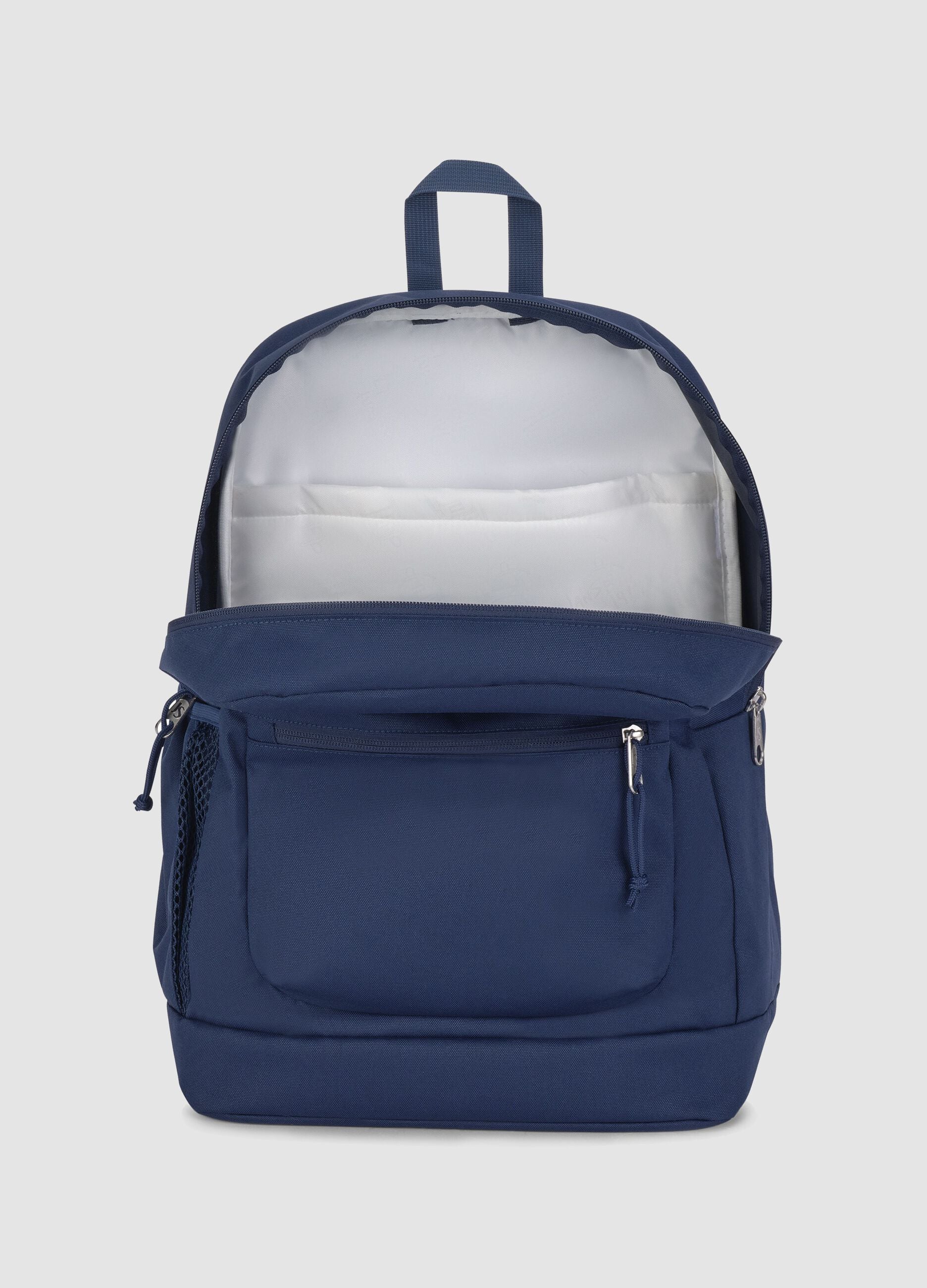 Blue backpack with front pocket