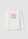Long sleeve white pure cotton girl's t-shirt with prints_0
