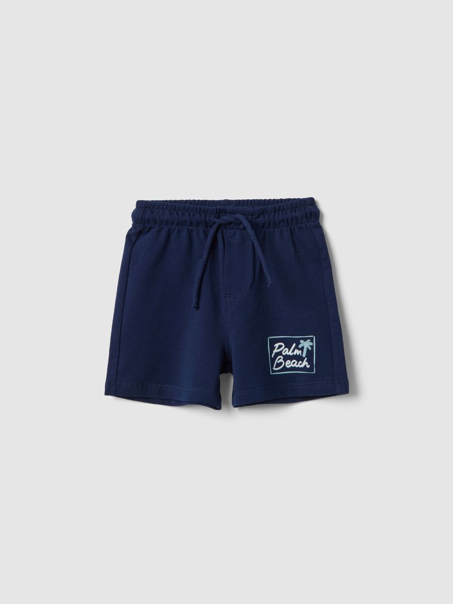 Short in puro cotone blu da bimbo regular fit con grafica_0