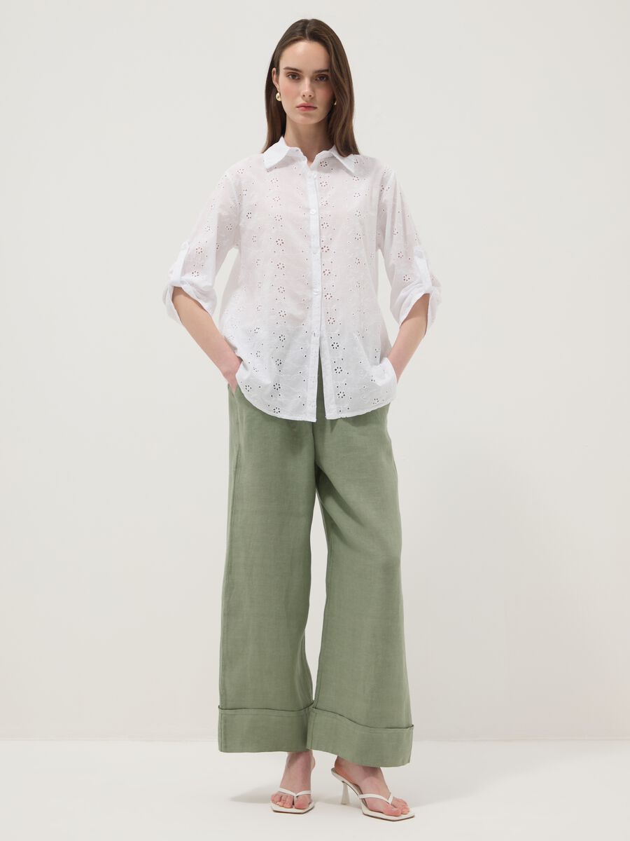 White broderie anglaise pure cotton shirt, regular fit_2