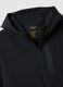 Black regular fit hoodie with front zip collar_5