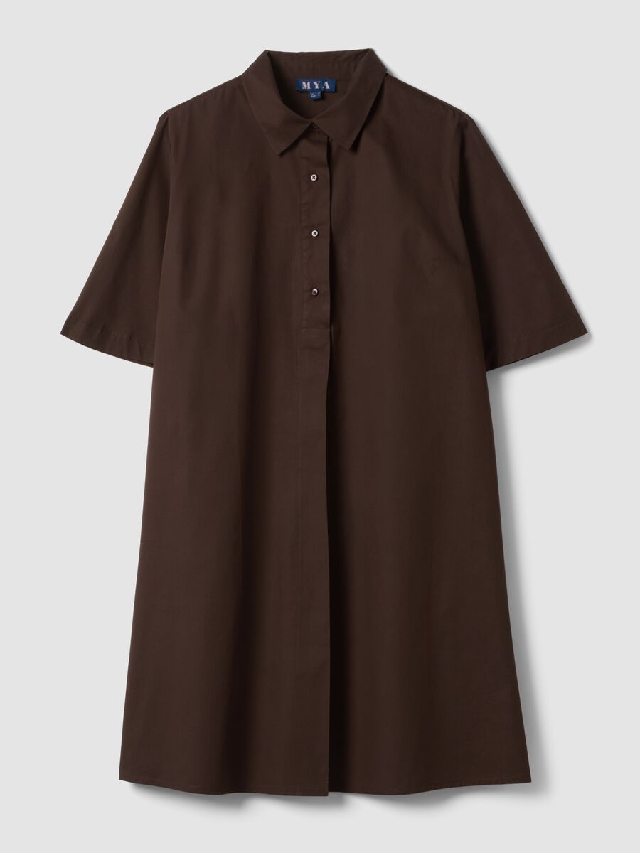 Brown pure cotton shirt dress_4