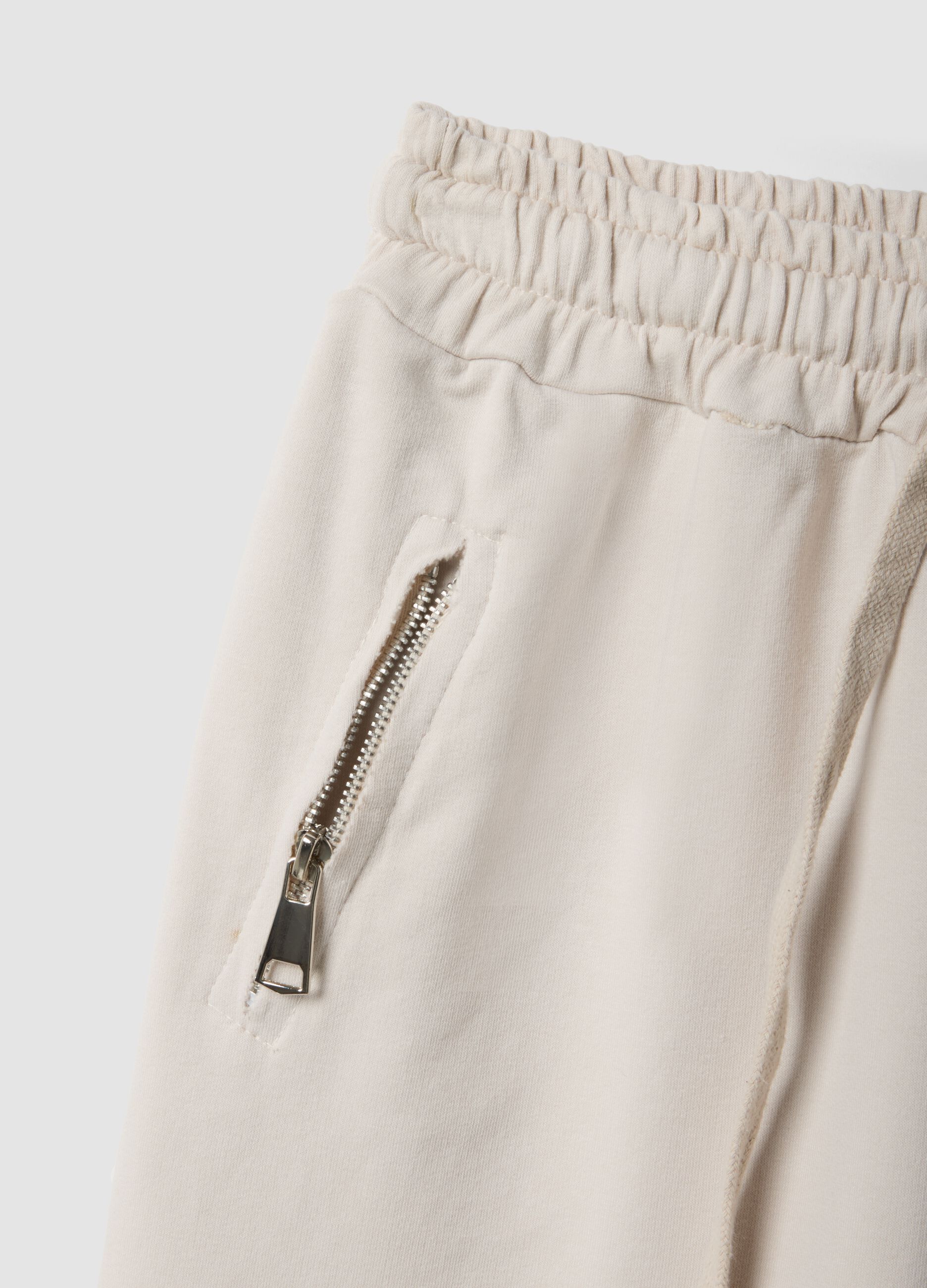 Beige stretch cotton trousers regular fit