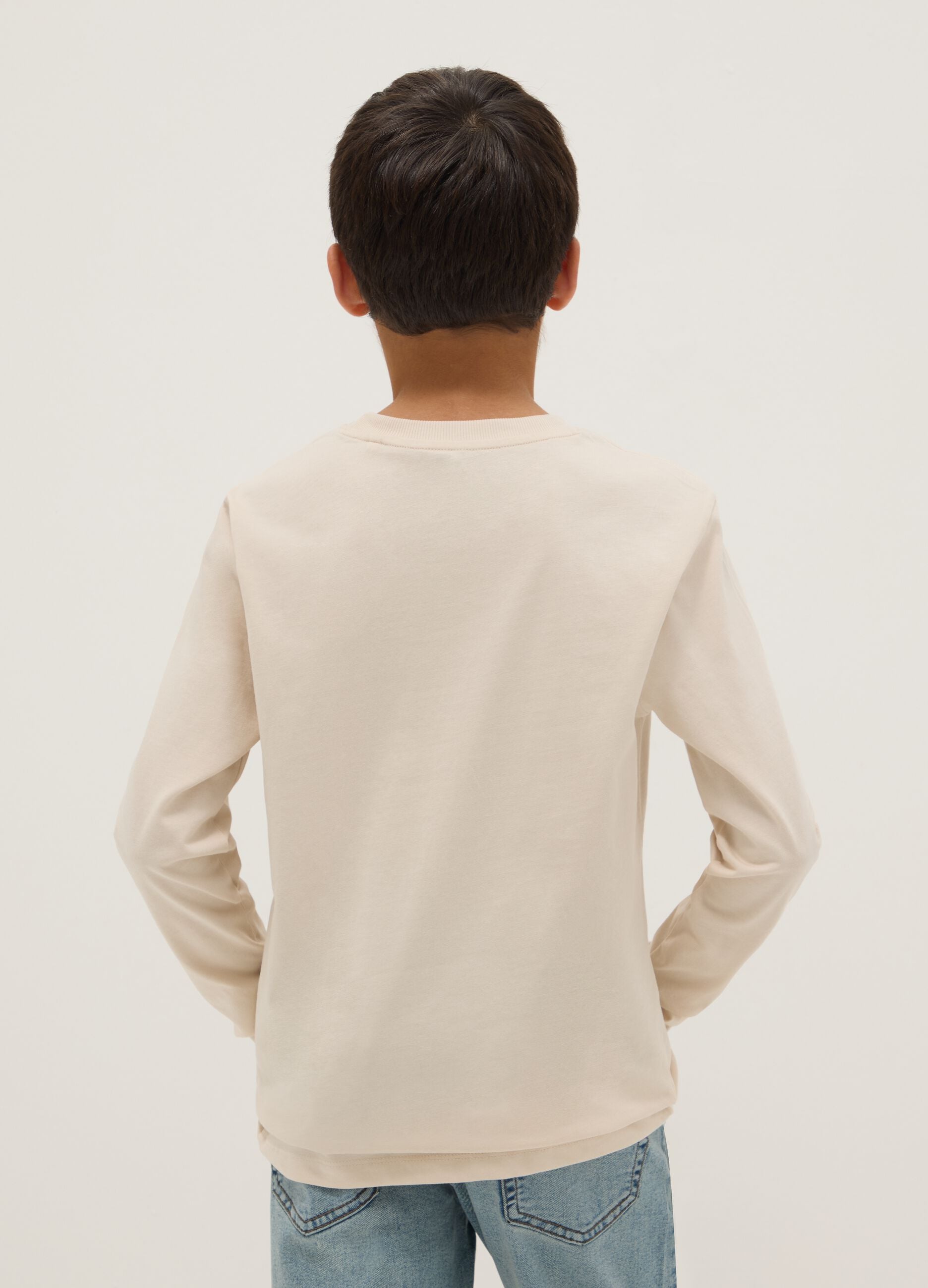 Boys' Beige Pure Cotton Regular Fit Jumper