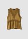 Brown viscose-blend lace top_0