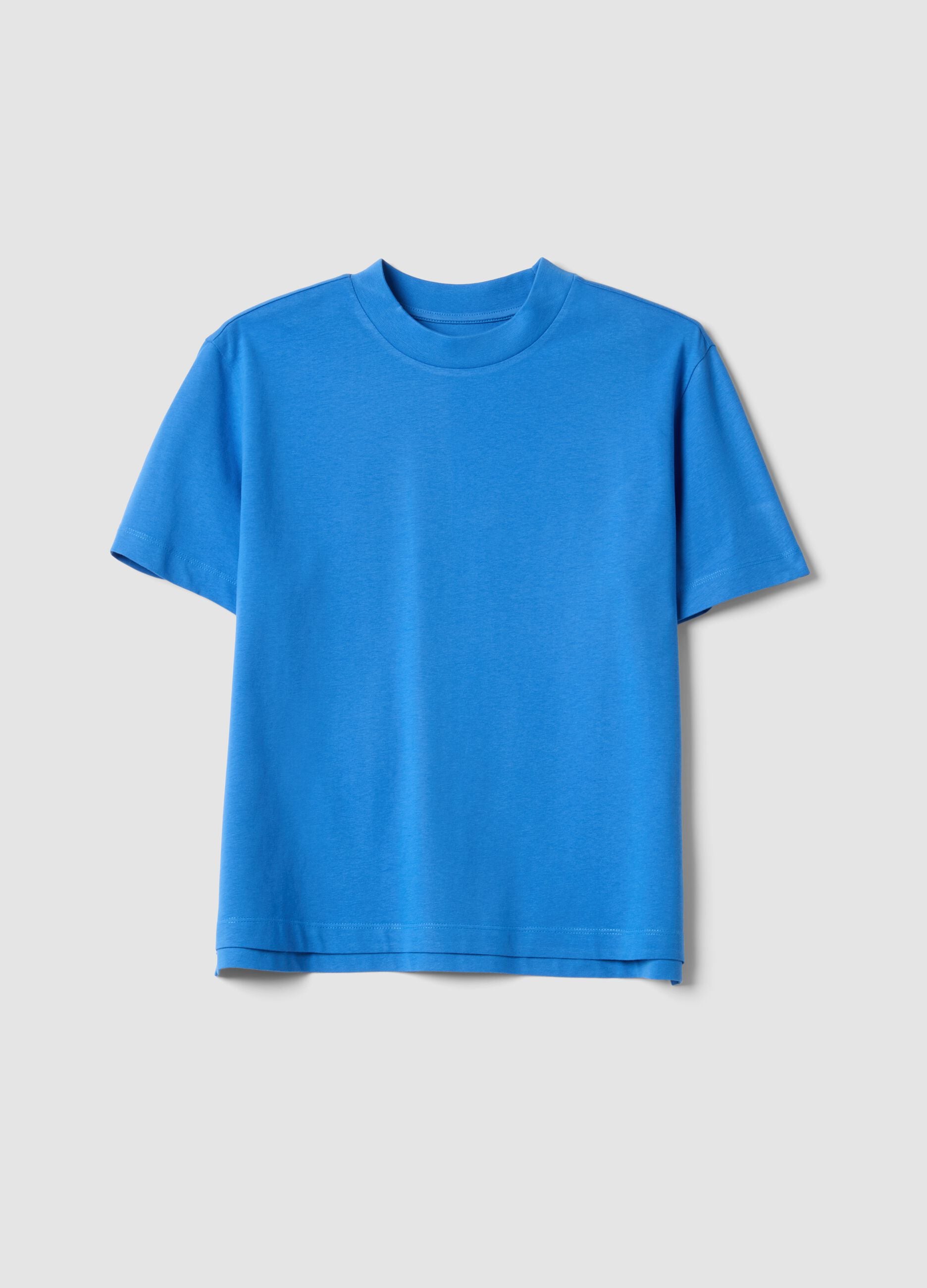 Blue pure cotton regular-fit T-shirt