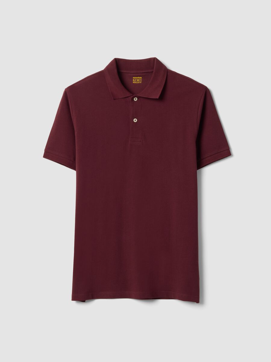 Red pure cotton piqu&eacute; polo shirt with classic collar, regular fit_0
