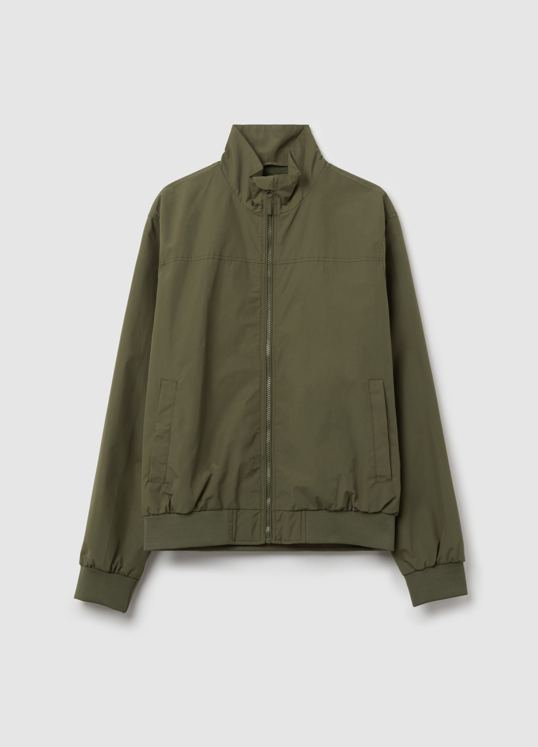 Full-zip bomber jacket with high neck