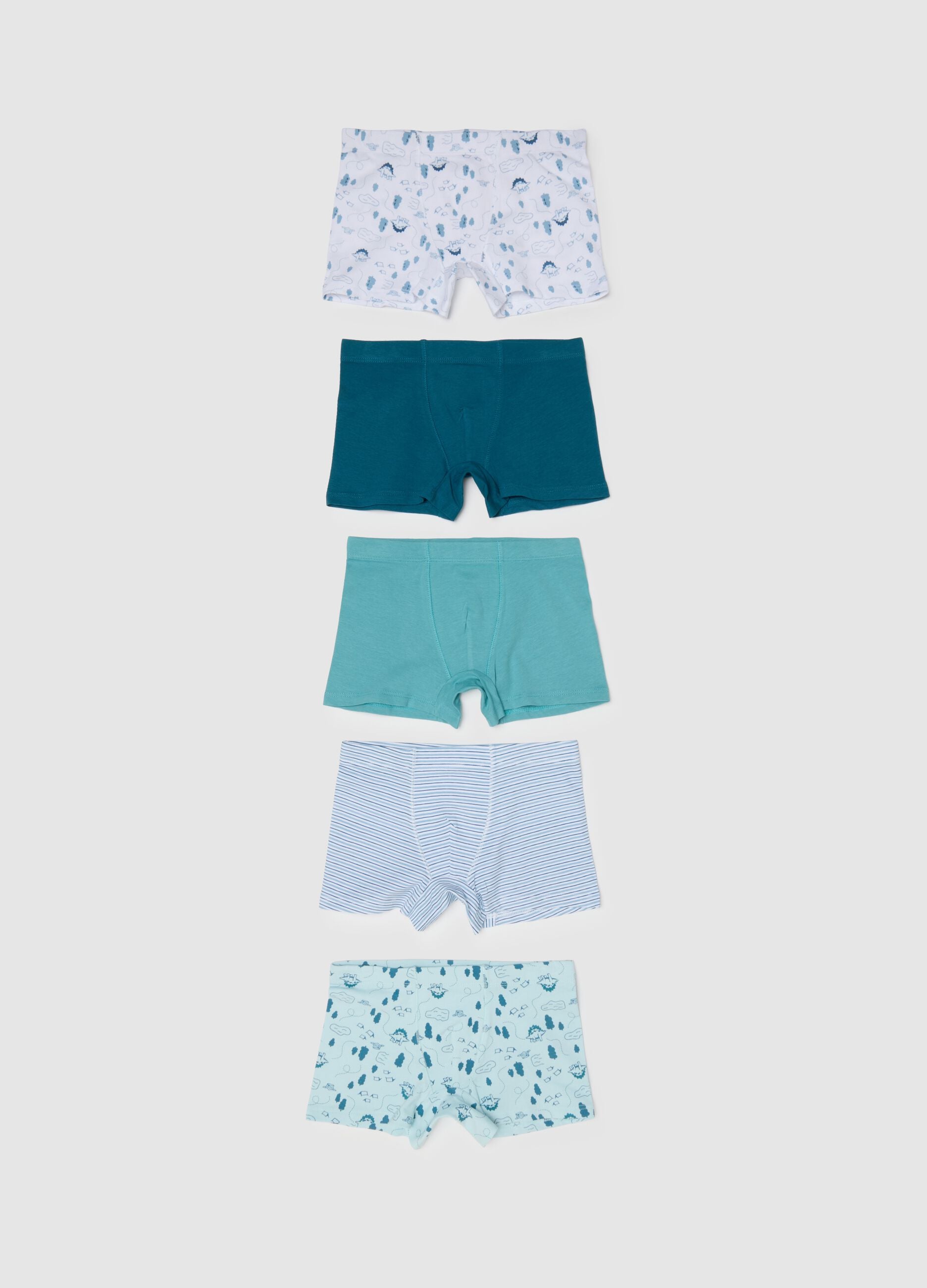 Multipack of five multicoloured stretch cotton boxers