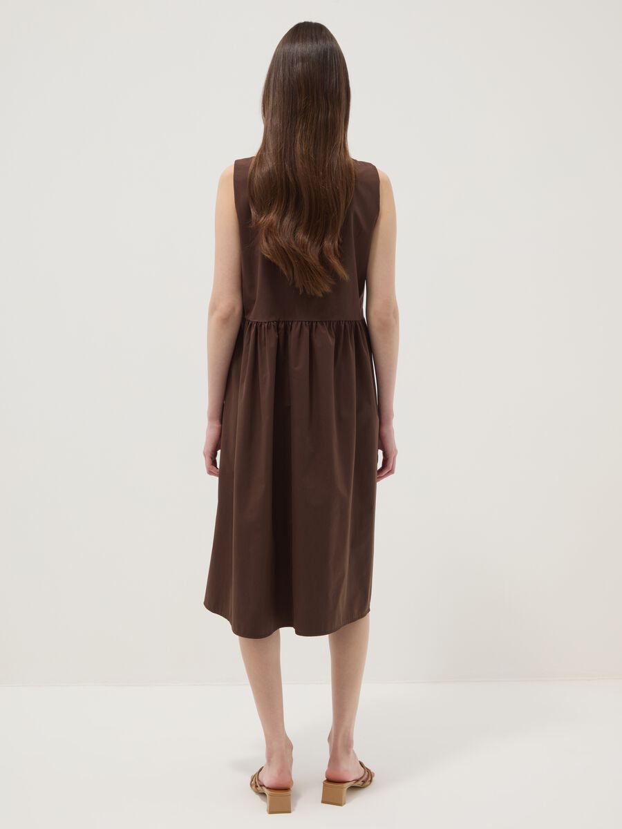 Brown pure cotton midi dress, oversized fit_3