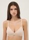 Beige triangle bra with removable padding in stretch fabric_0