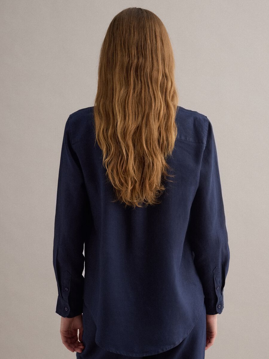 Pure blue linen shirt regular fit_3