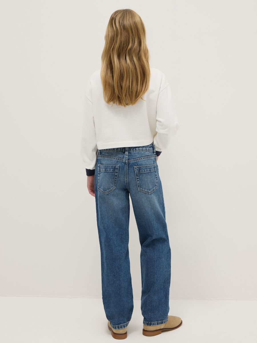 Girls' blue pure cotton jeans regular fit with rips_1