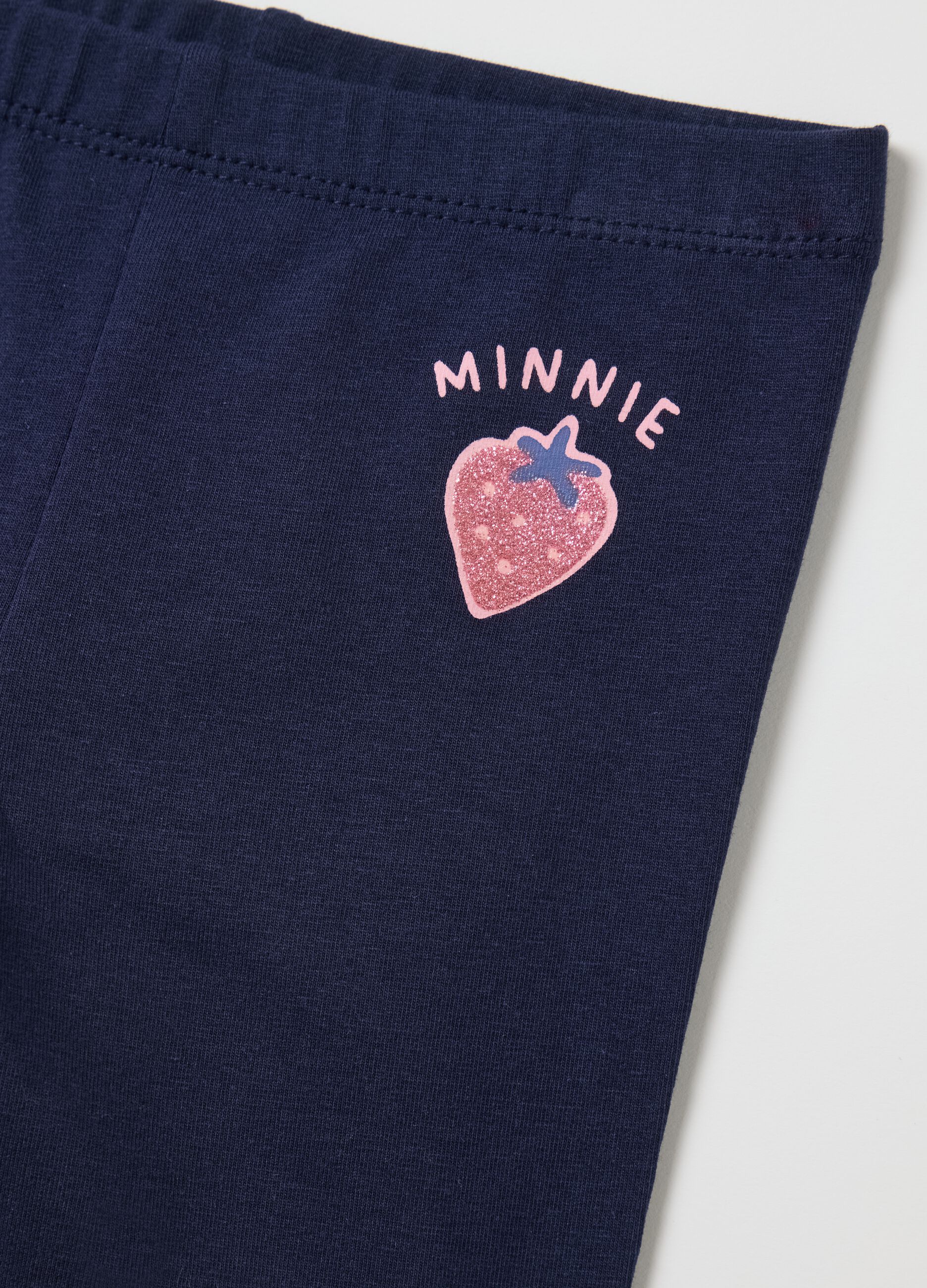 Girls&rsquo; white jogging outfit in blue and white stretch cotton with Minnie Mouse print