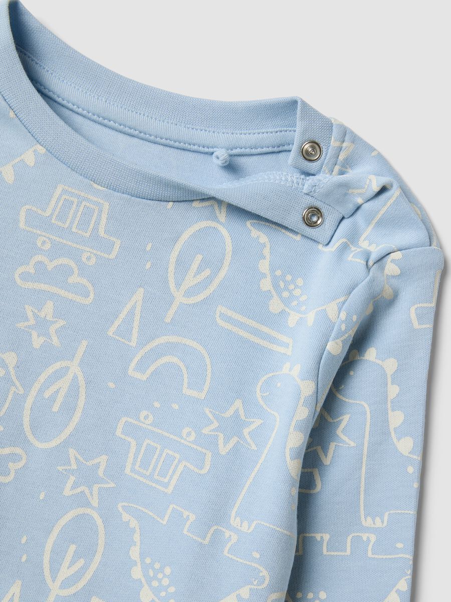 Light blue organic cotton crew‑neck pyjamas for baby and toddler_2