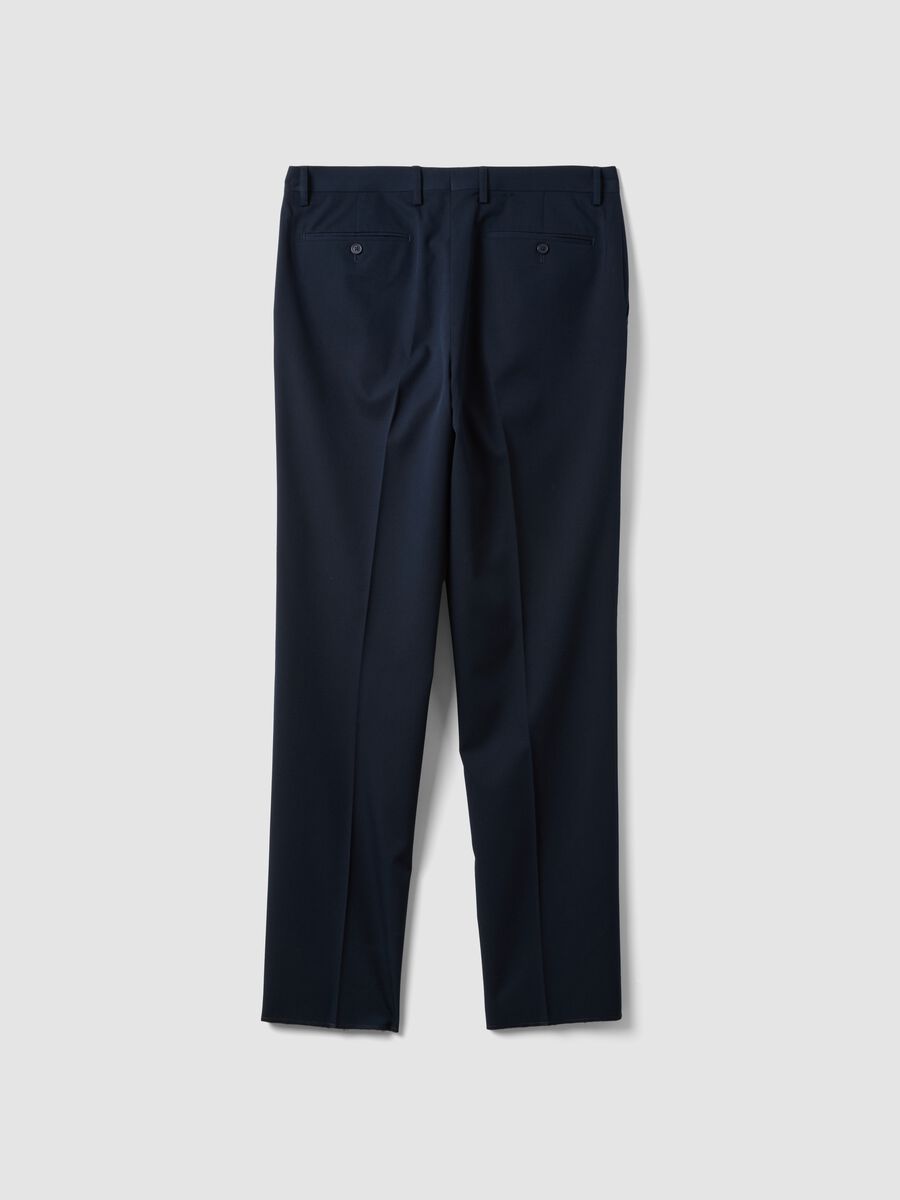 Pantaloni formali blu in viscosa elasticizzata regular fit_6