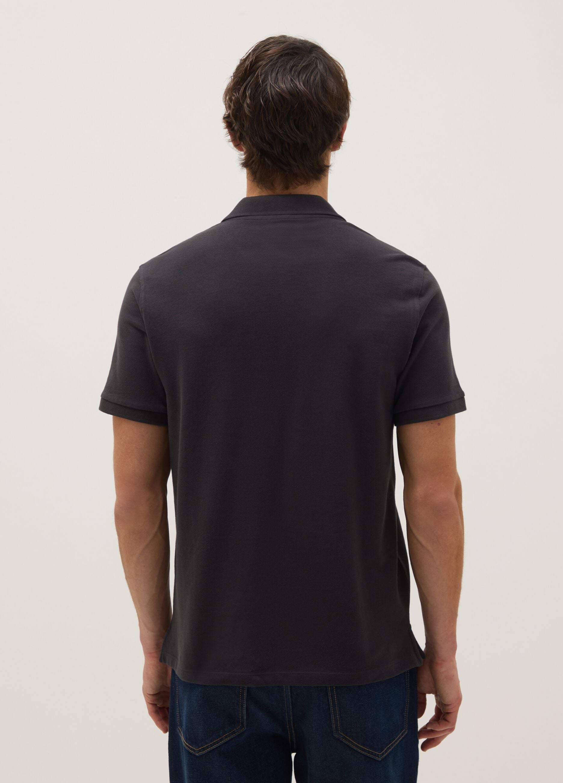 Black pure cotton polo regular fit