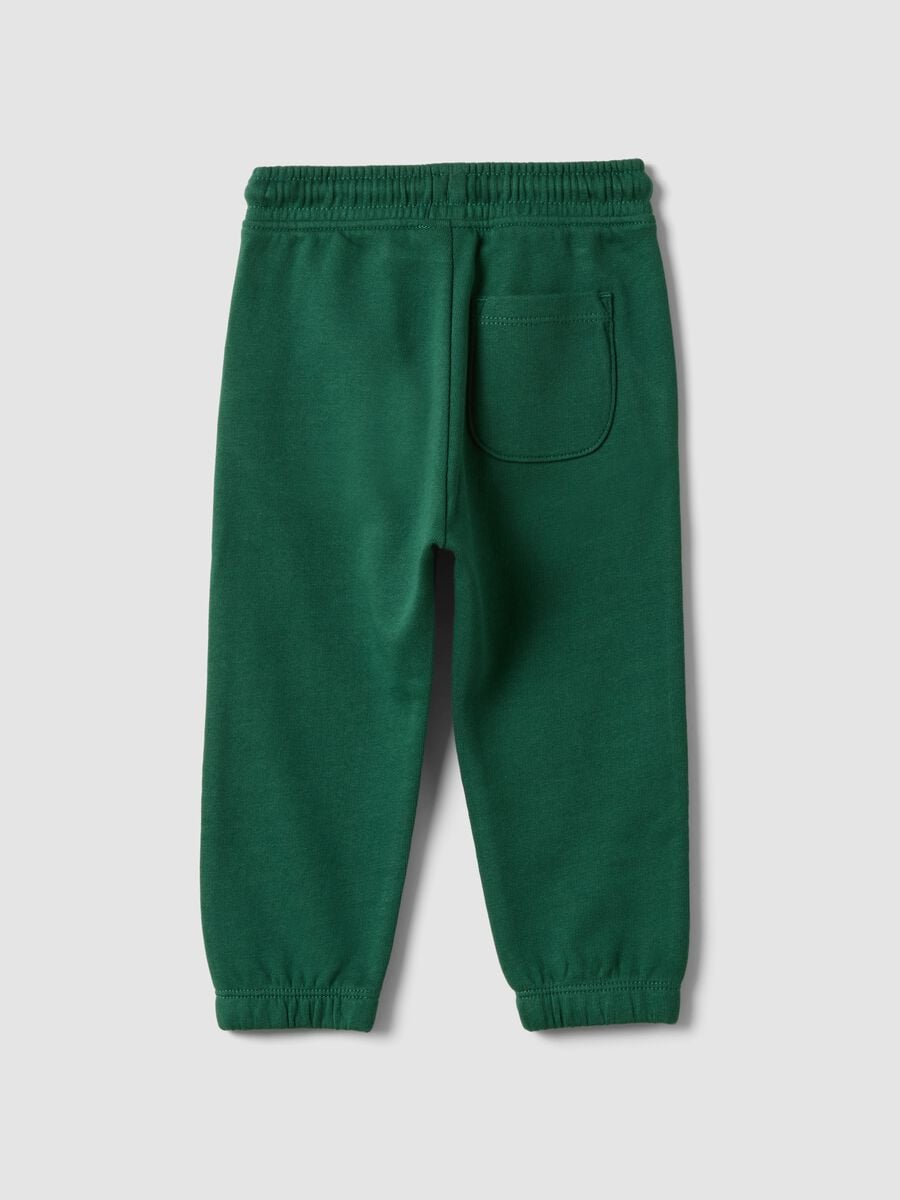 Pantaloni jogger verdi in puro cotone organico con coulisse per bimbo_1