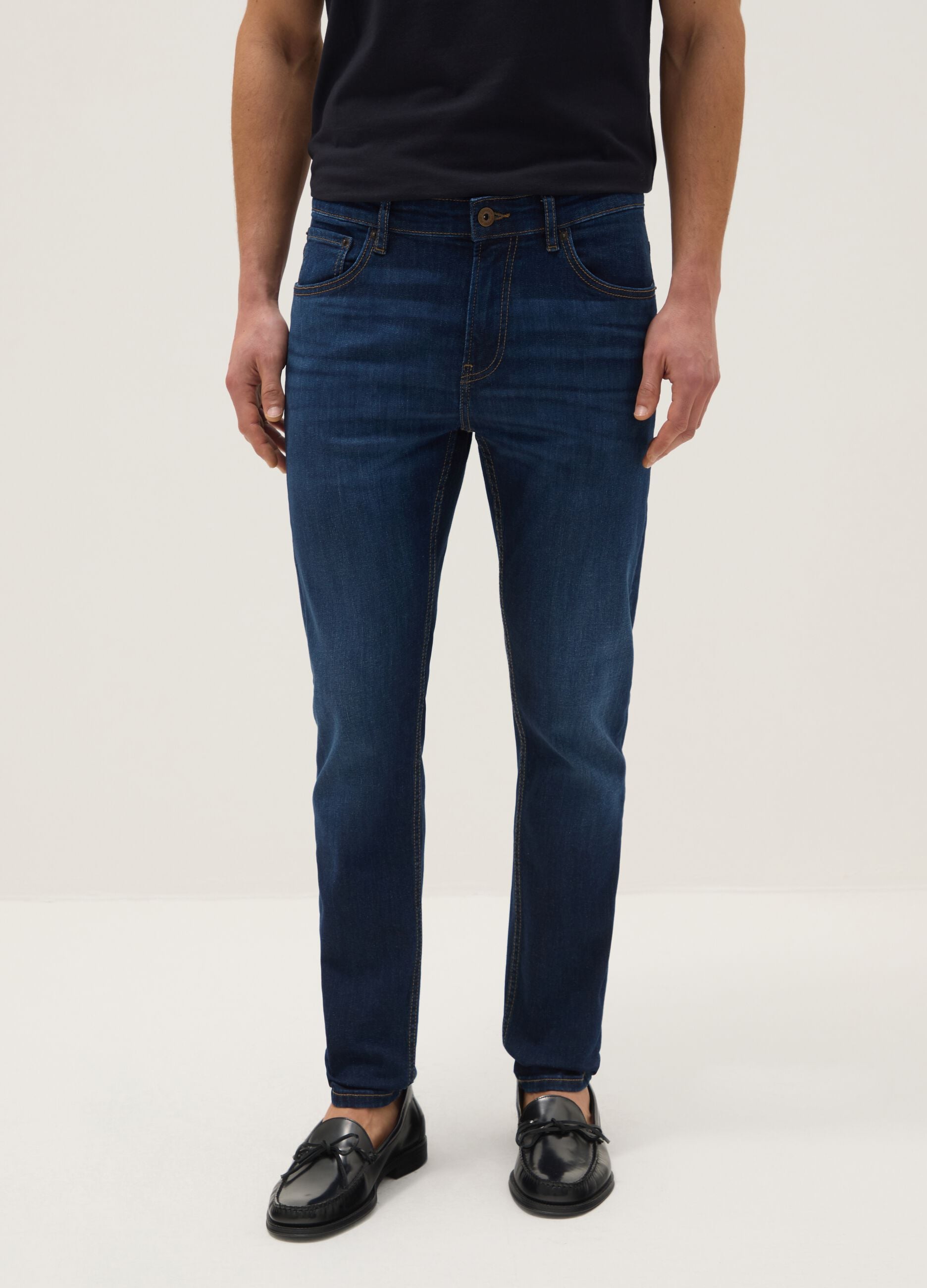 Blue skinny fit stretch cotton jeans
