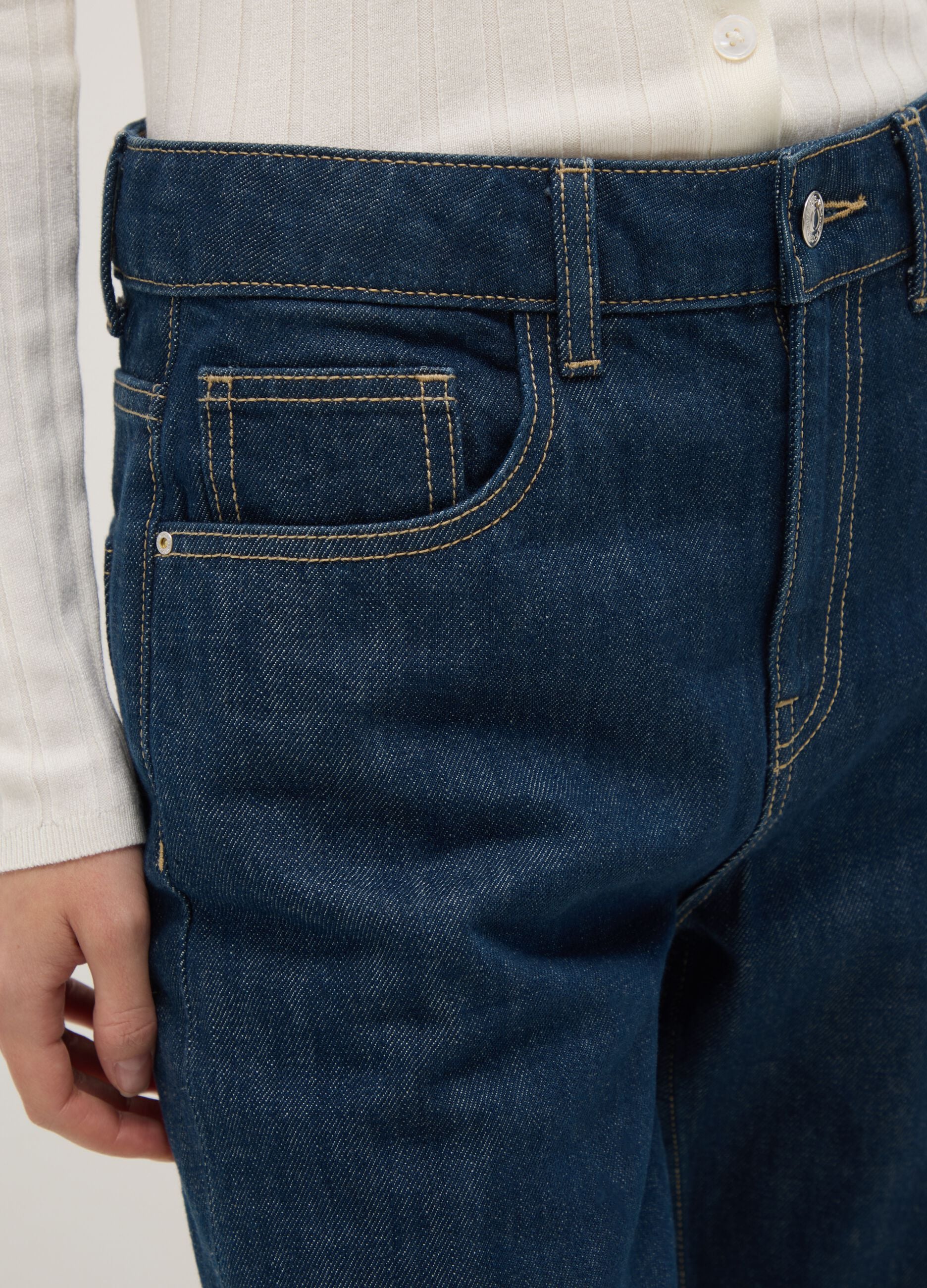 Pure Cotton Blue Straight Fit Jeans
