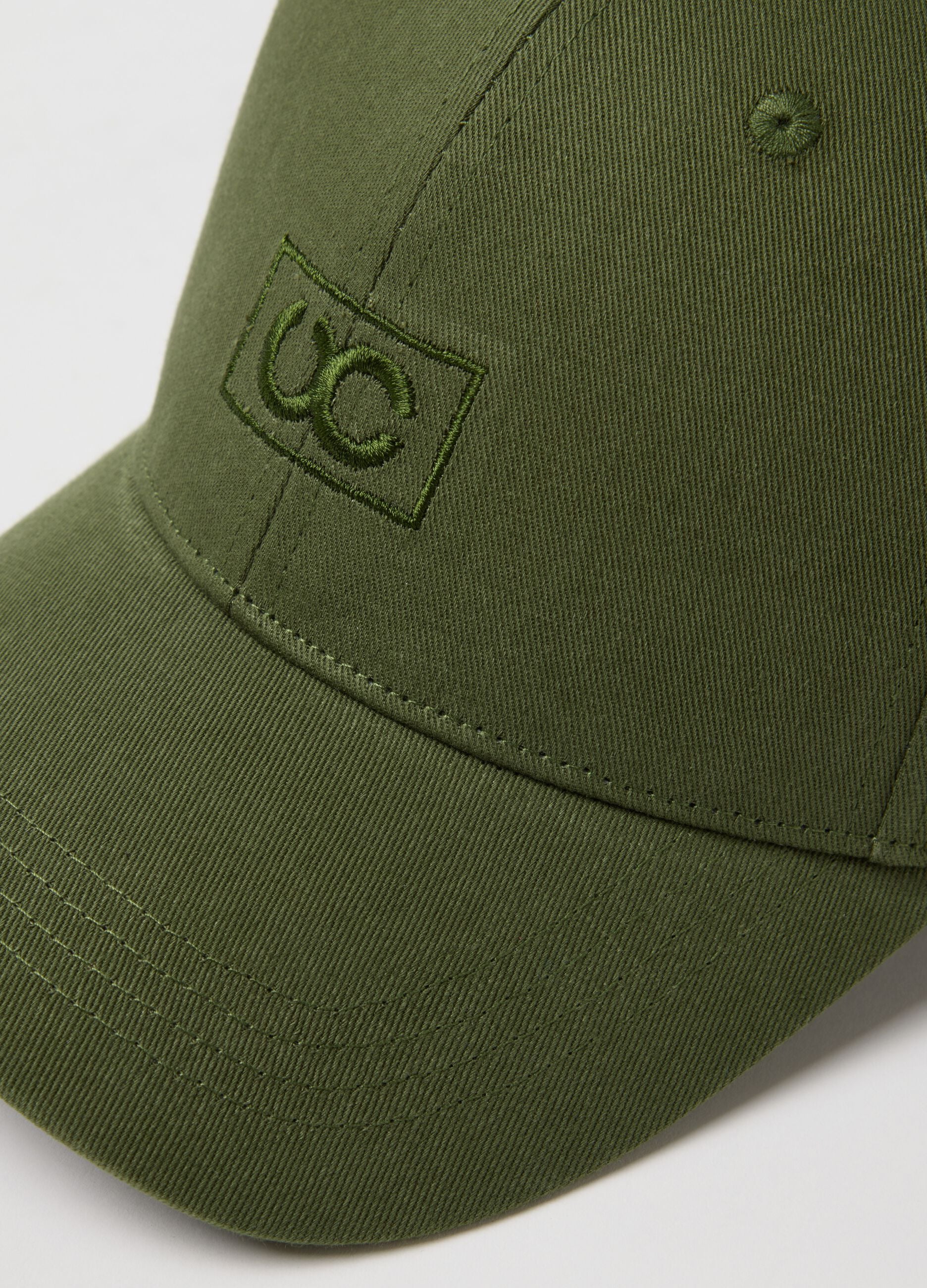 Regular fit green pure cotton baseball cap