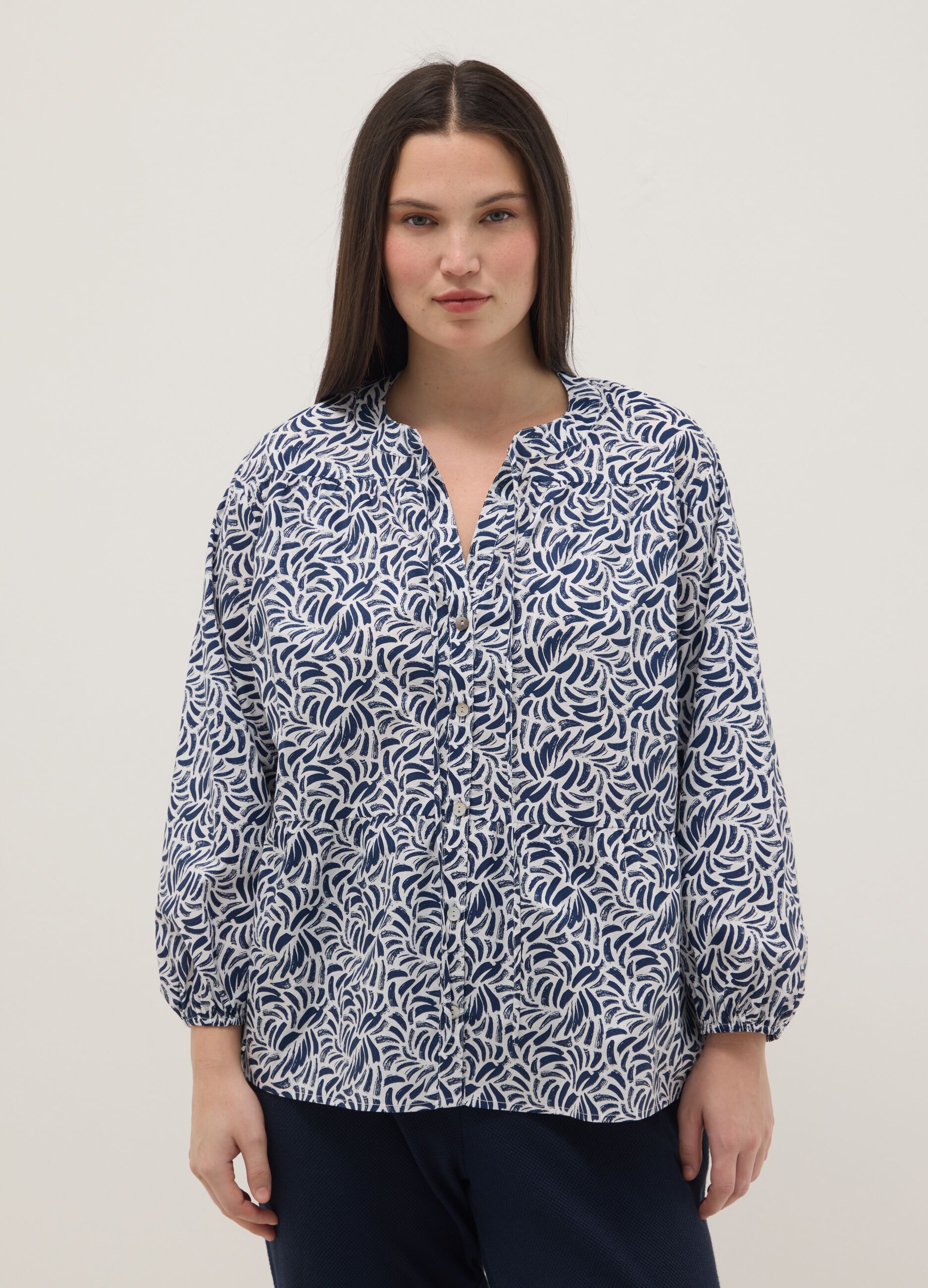 Multicolour pure cotton shirt, regular fit with patterns