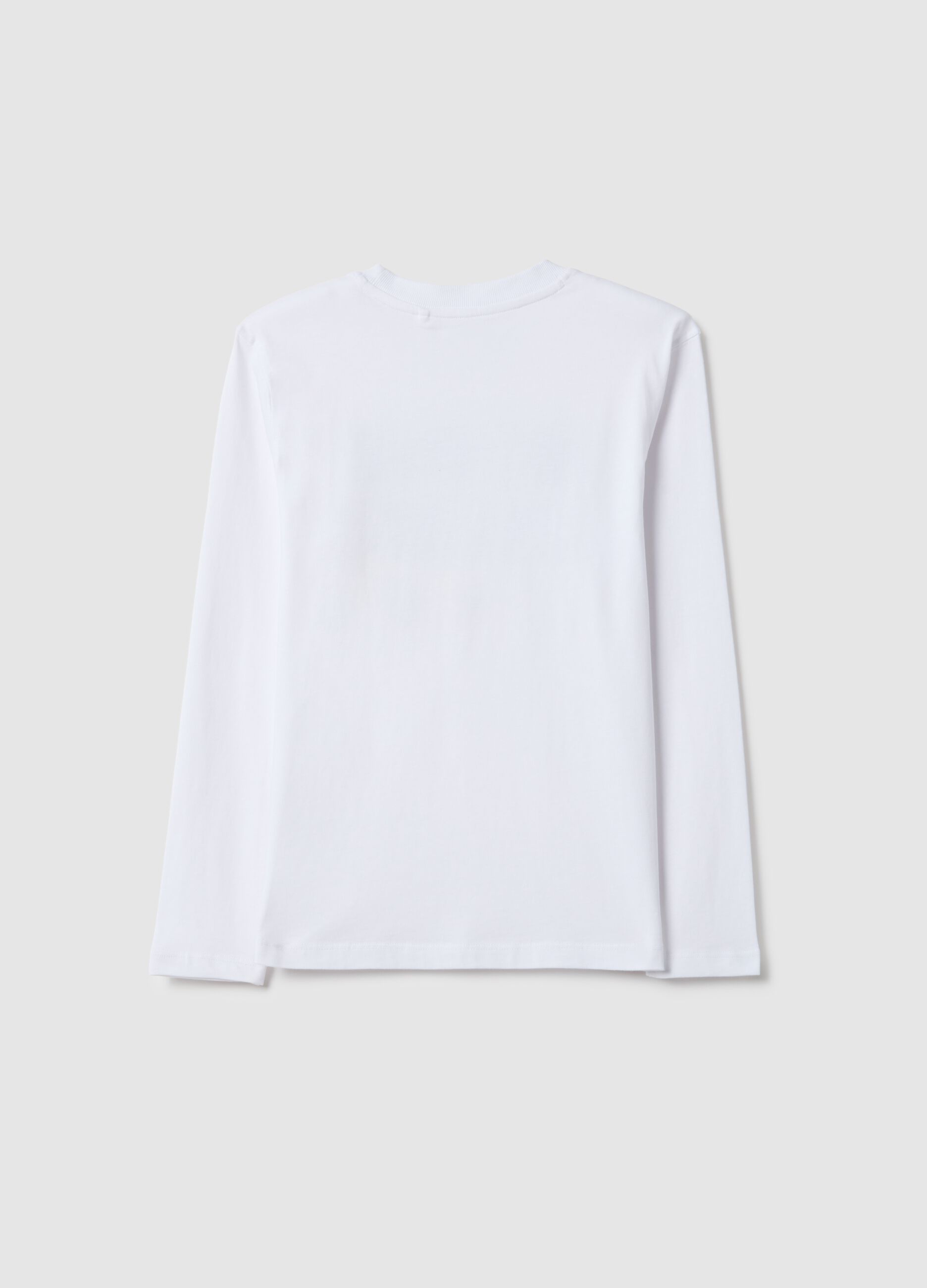 White pure cotton regular fit T-shirt with print for boys