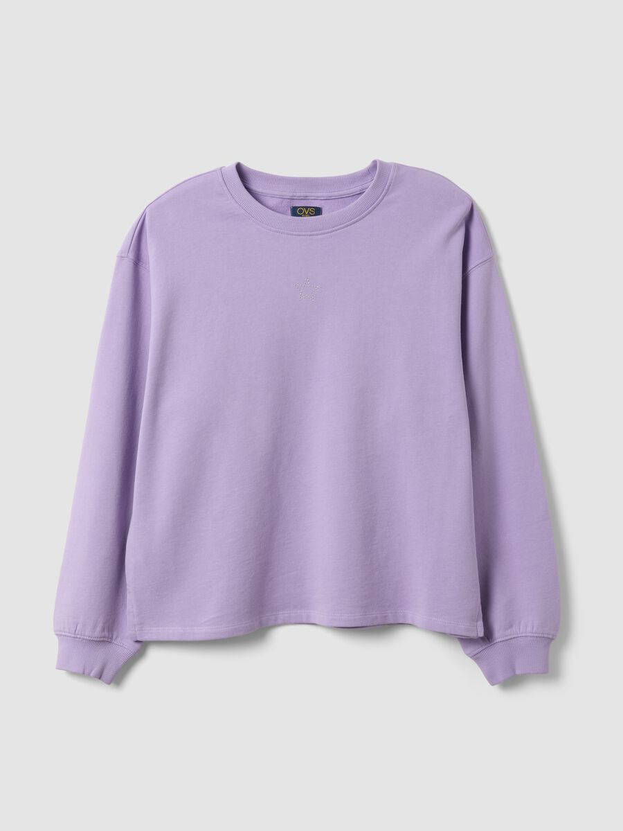 Purple pure cotton sweatshirt with star for girls, relaxed fit_3