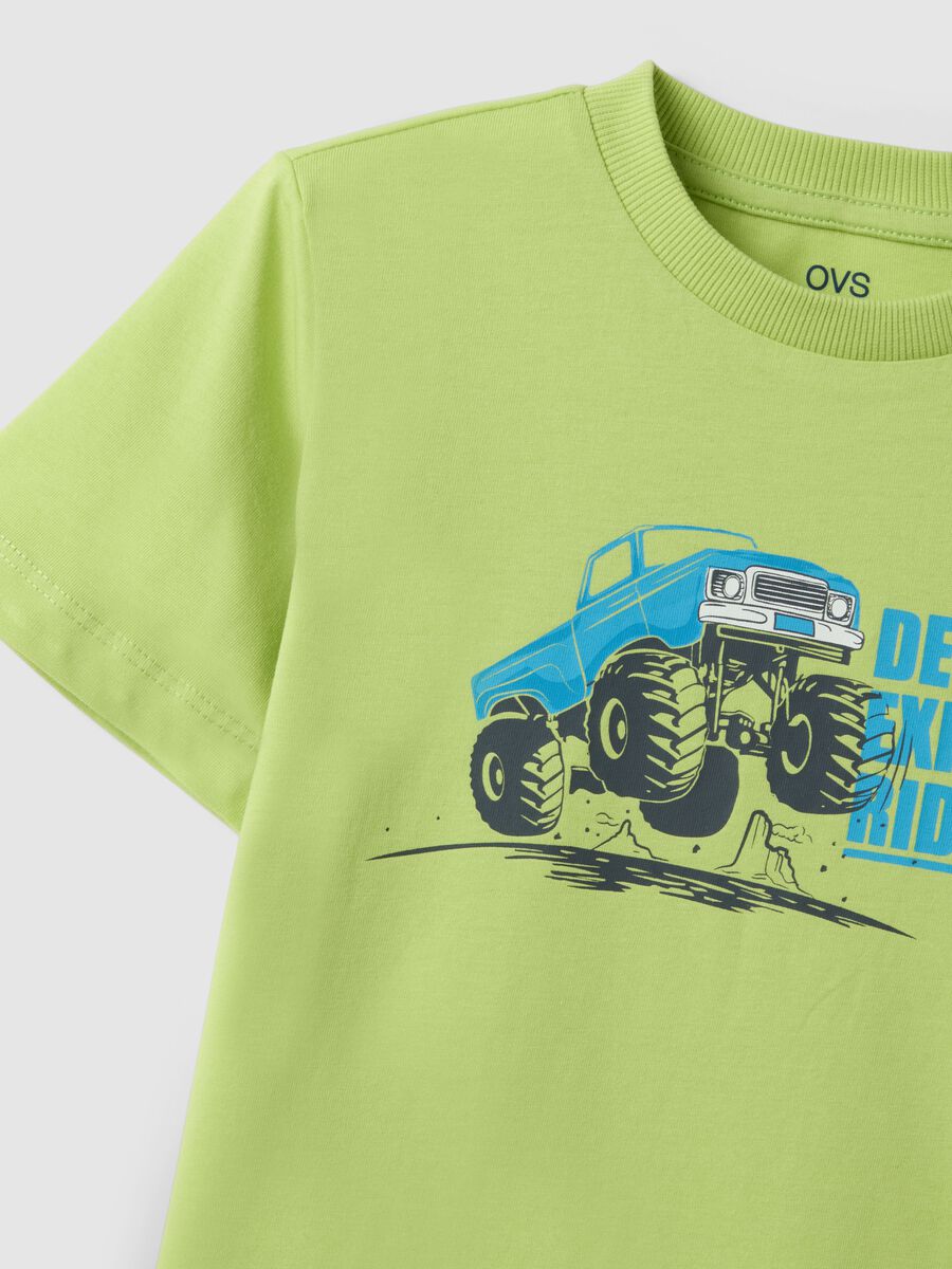 Green pure cotton regular fit T-shirt for kids with print_3