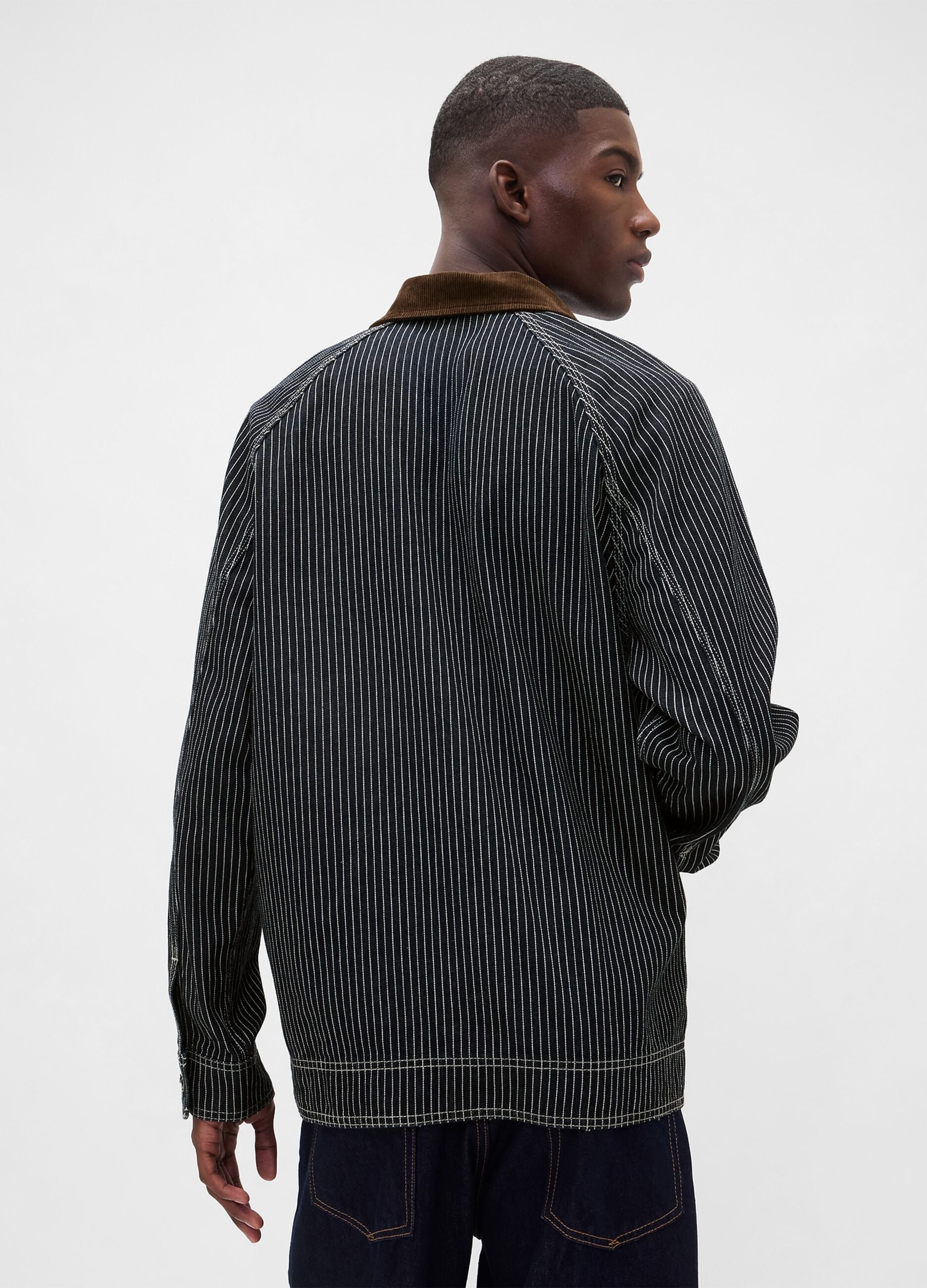Brown Striped Cotton Jacket