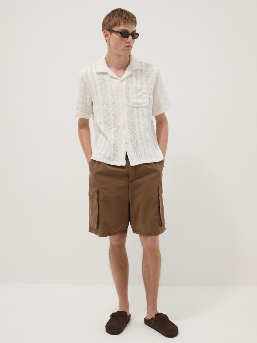 Bermuda cargo marroni in puro cotone baggy fit_0
