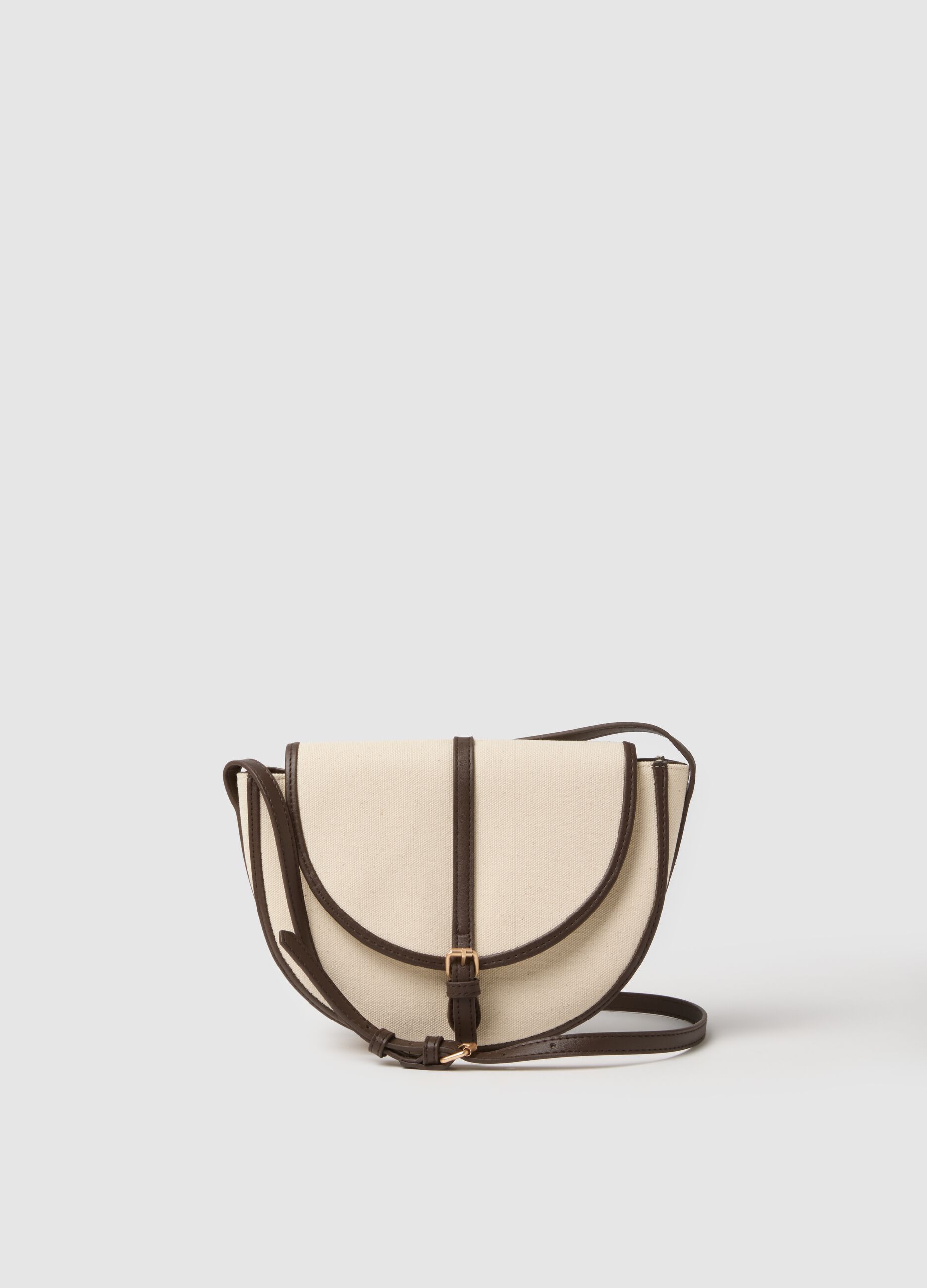 Multicolour crossbody bag with gold buckle and adjustable strap