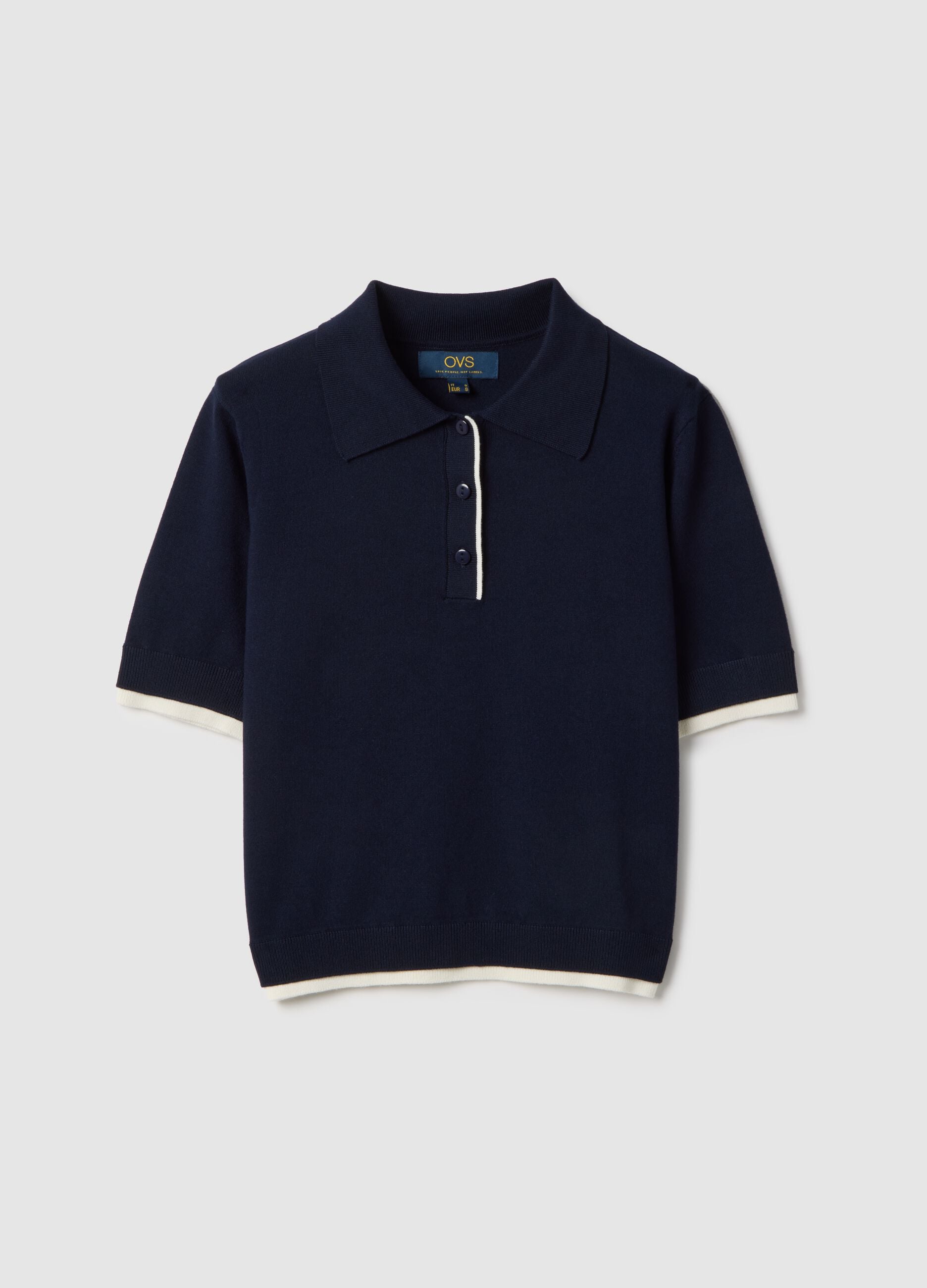 Blue regular fit viscose blend polo