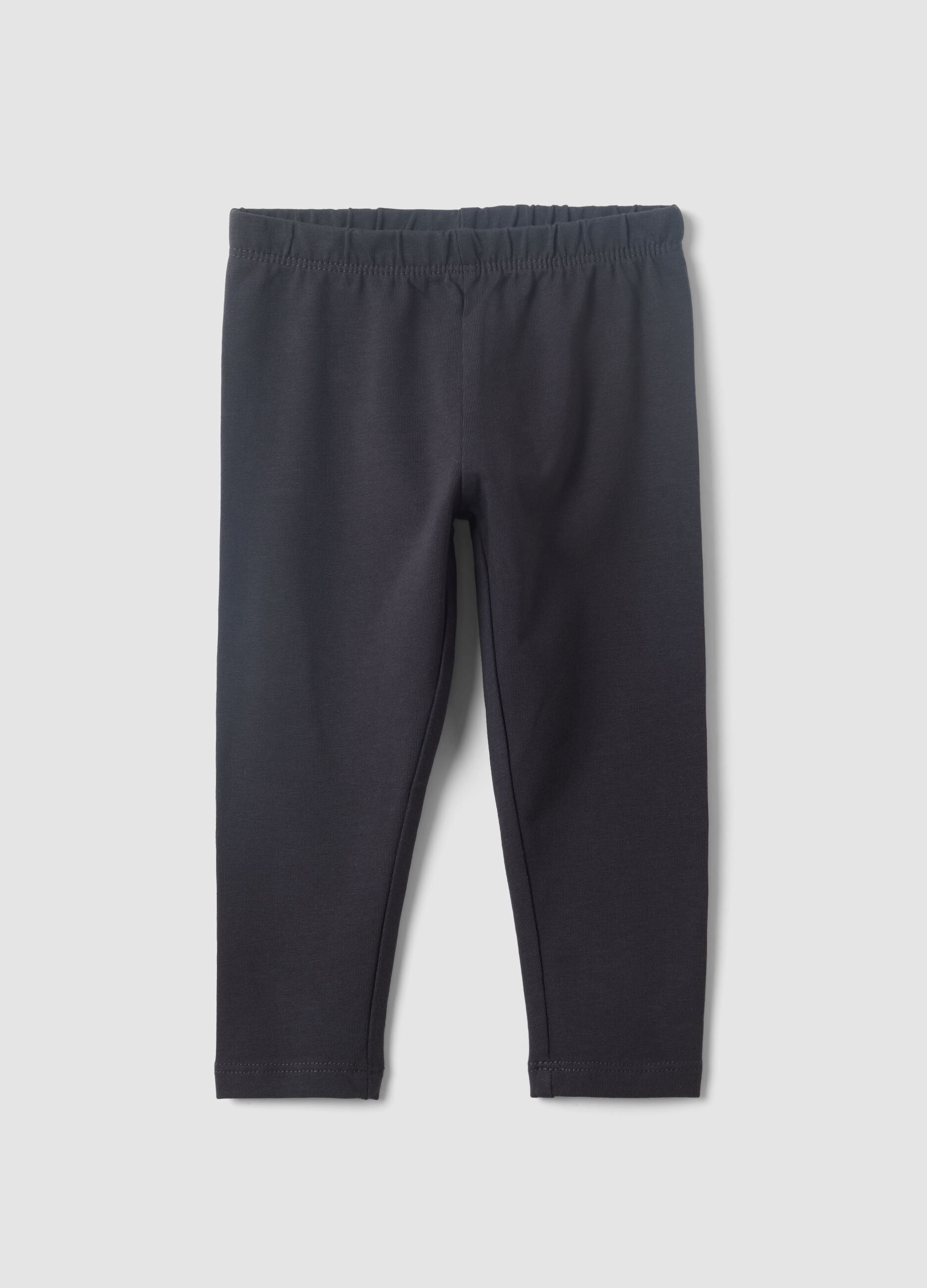 Girls&rsquo; black organic cotton-blend slim-fit leggings